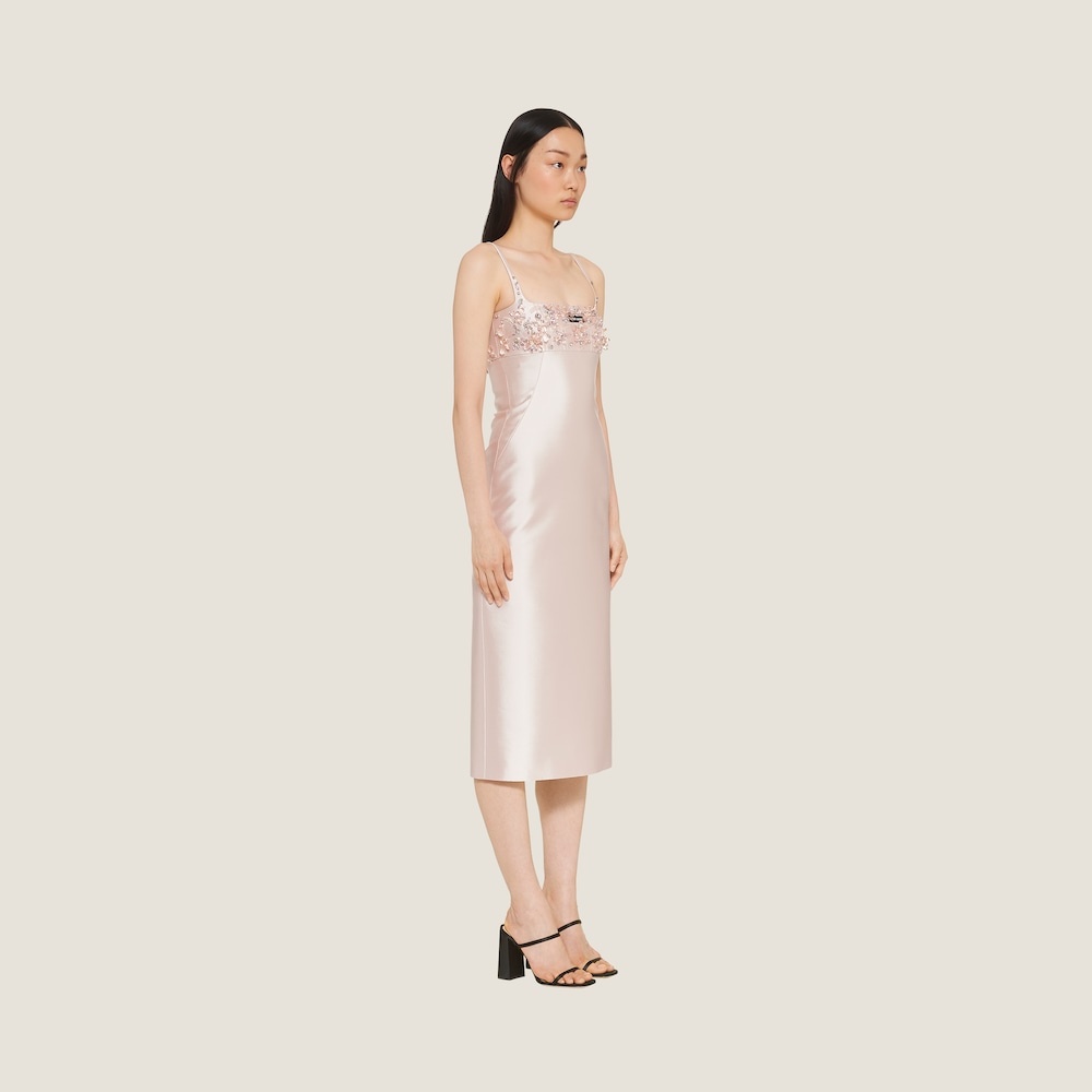 Embroidered silk and wool dress - 4