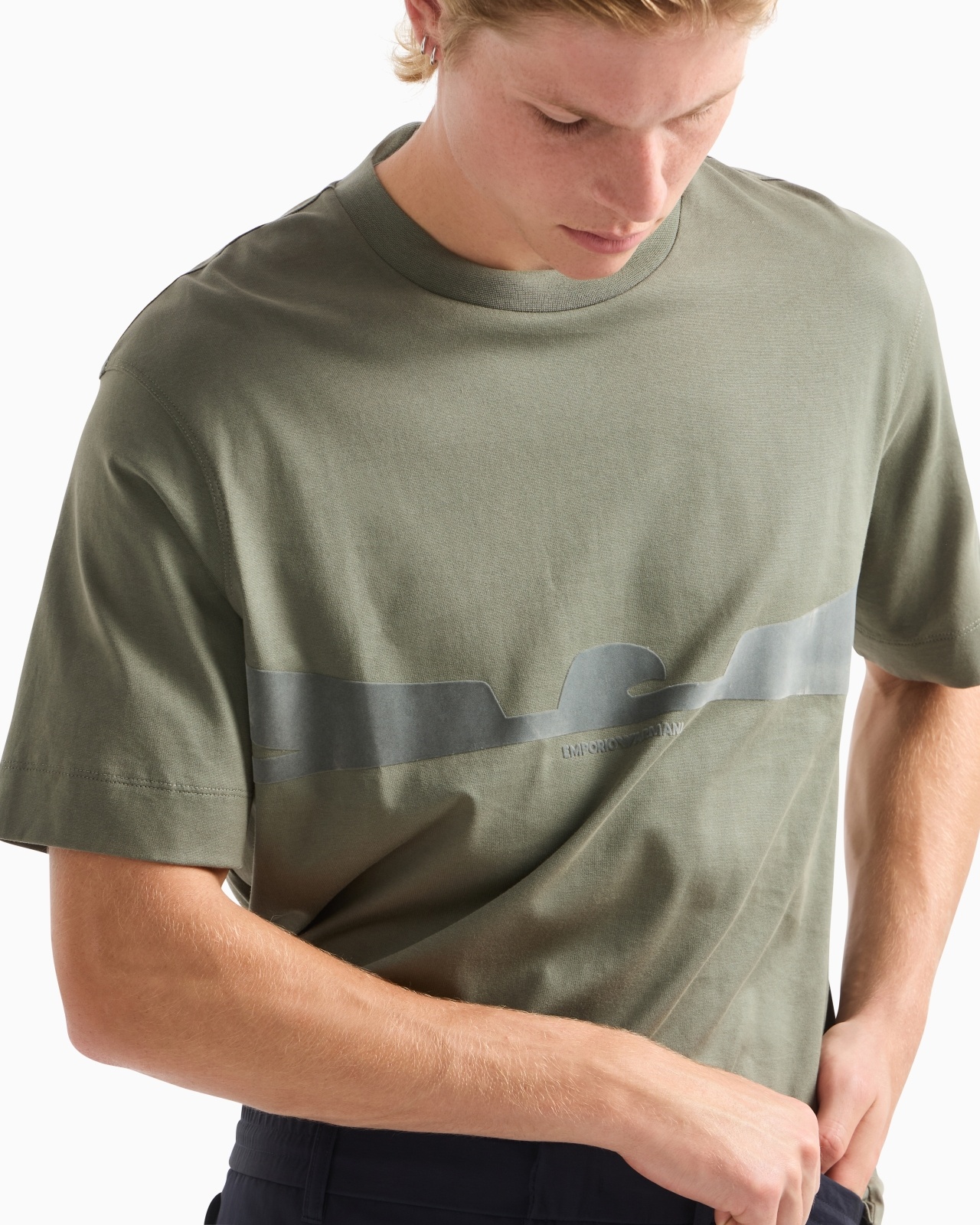 ASV JERSEY T-SHIRT WITH CONTOURED EAGLE FLOCKED PRINT - 5