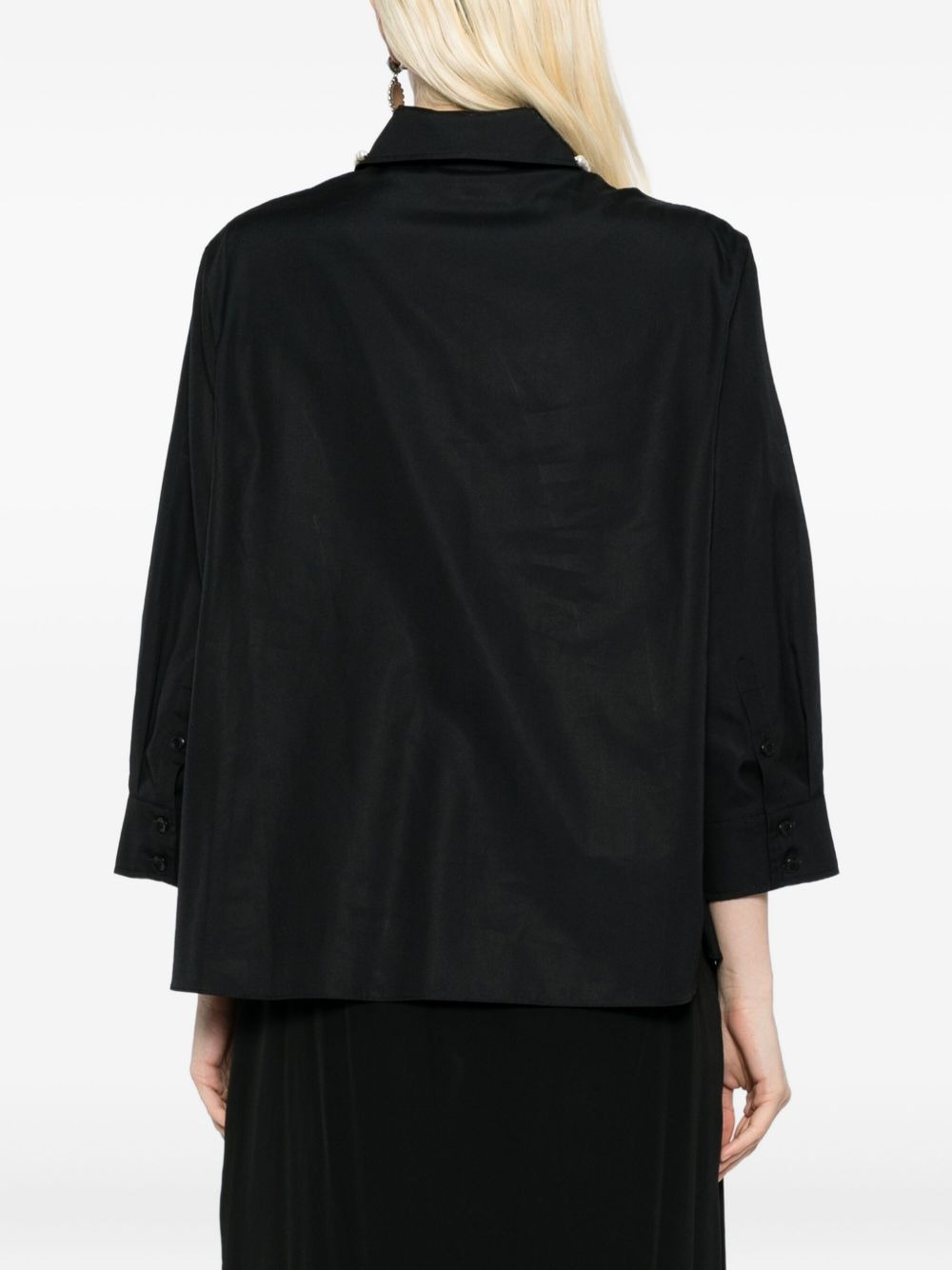 pearl-chain cotton shirt - 4