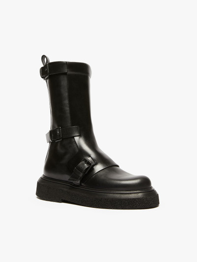 Max Mara BUCKLESBOOT Leather biker boots with straps outlook