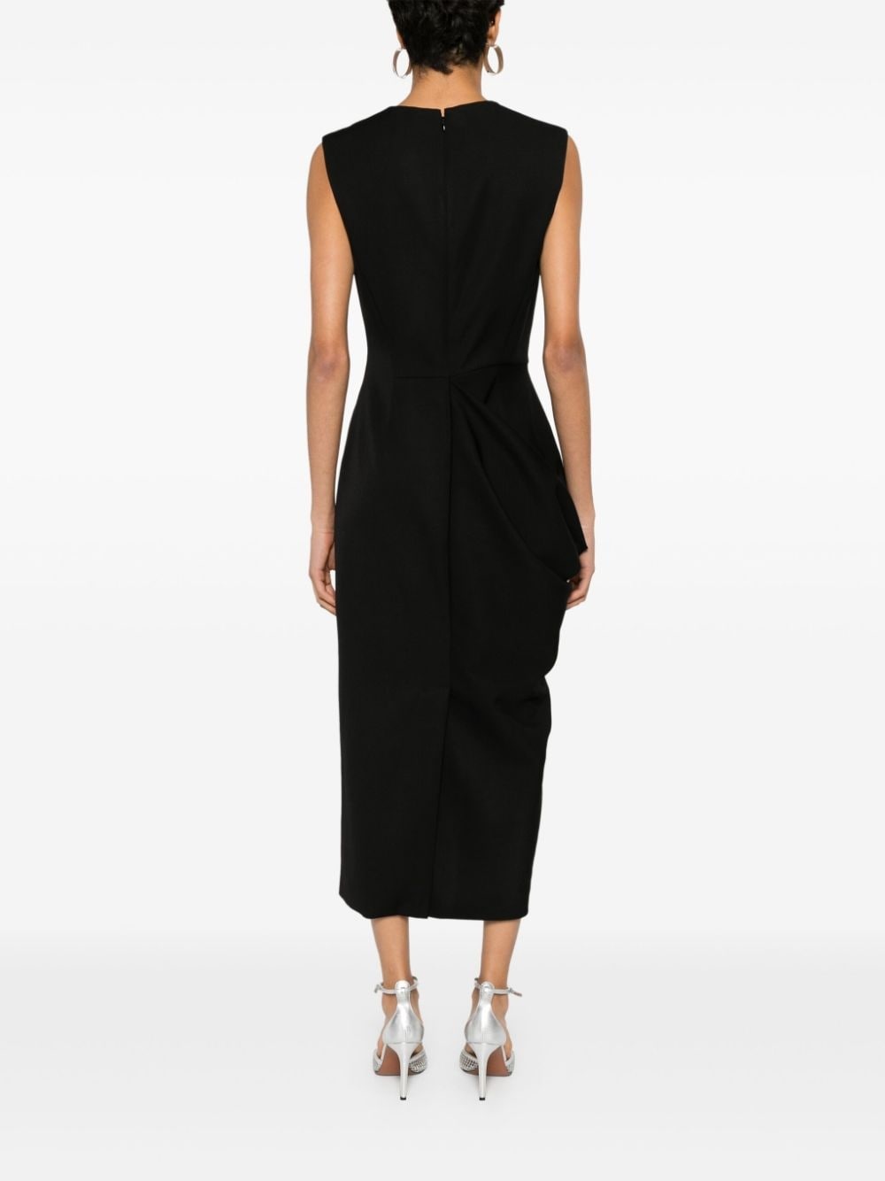 asymmetric wool pencil dress - 4
