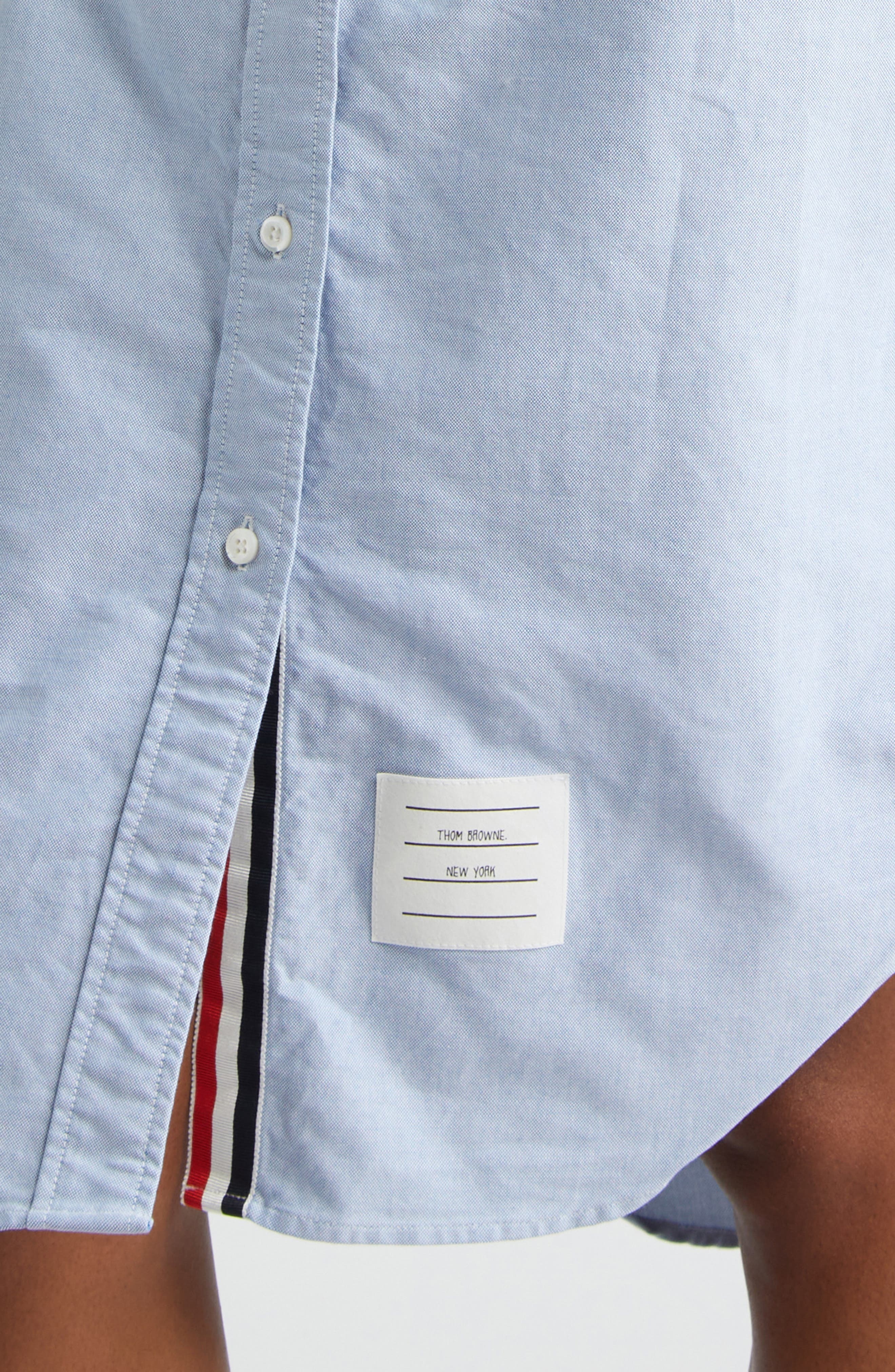 Thom Browne Knee Length Button-Down Point Collar Shirt in Light Blue at Nordstrom - 4