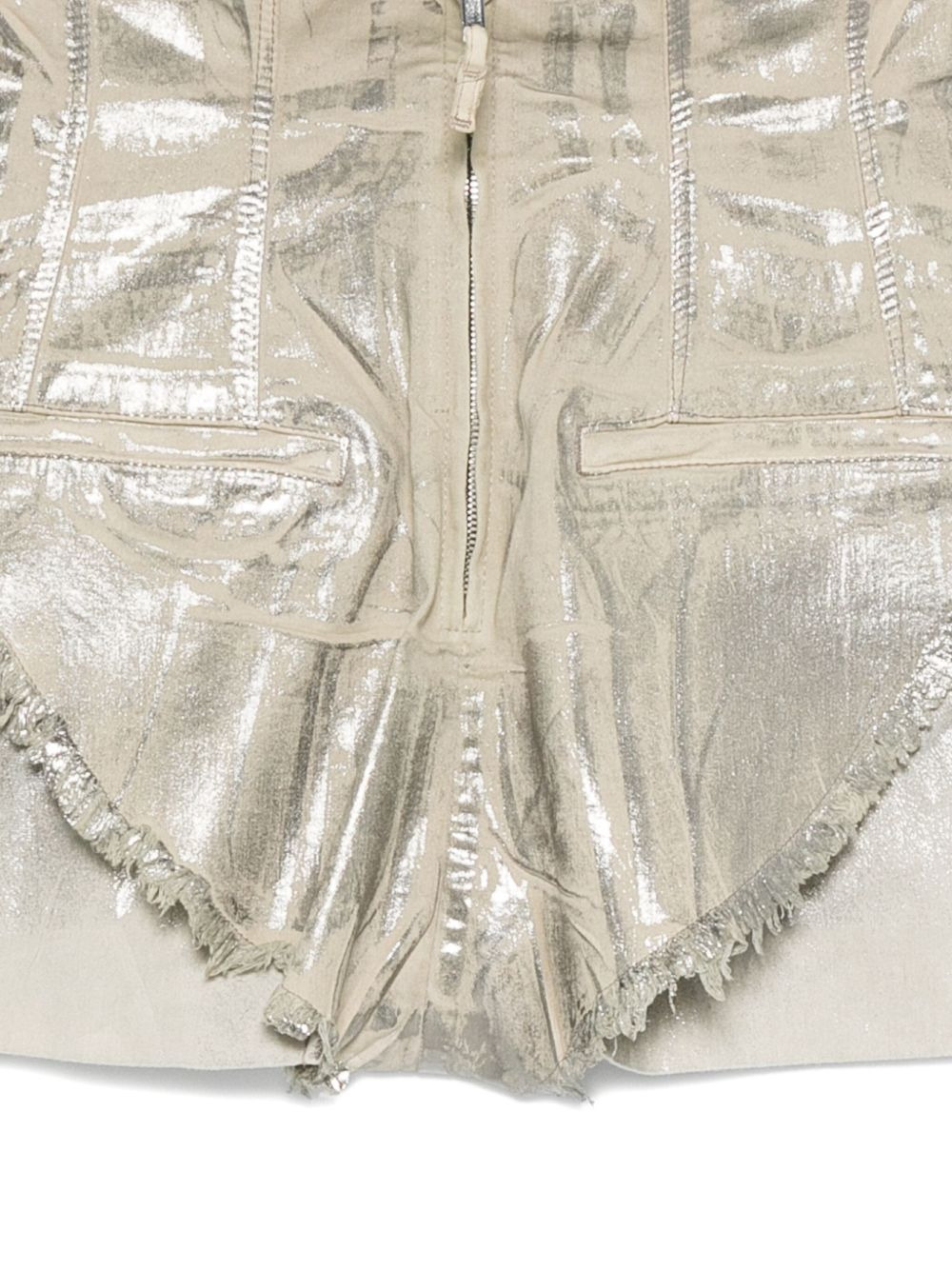 metallic frayed shorts - 3
