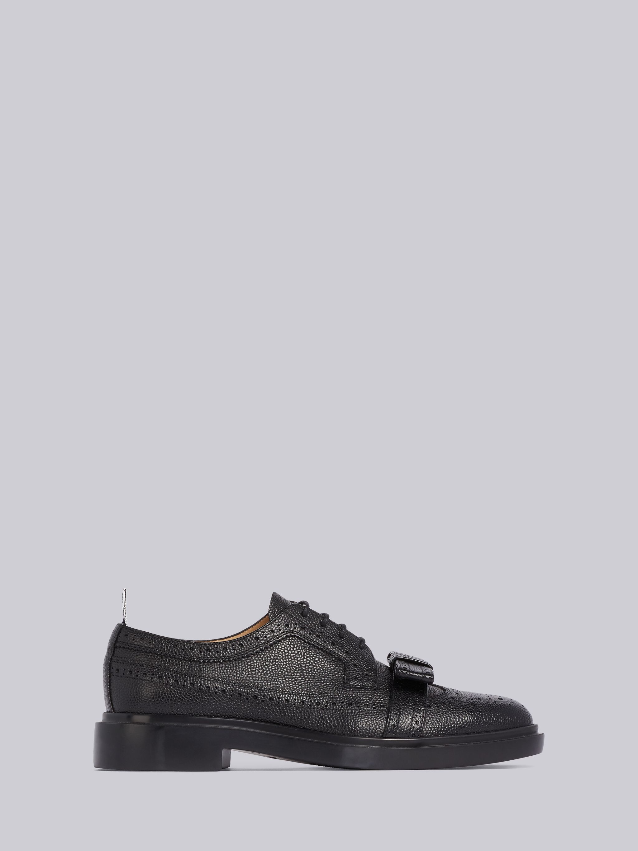 Black Pebbled Bow Detailing Brogue - 1