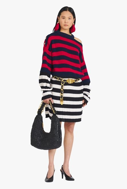 Red and black striped wool dress - 2