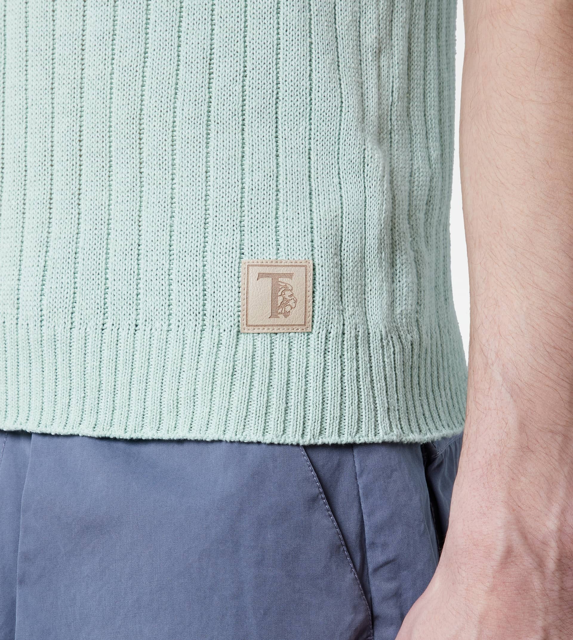 LINEN BLEND POLO SHIRT - GREEN - 3