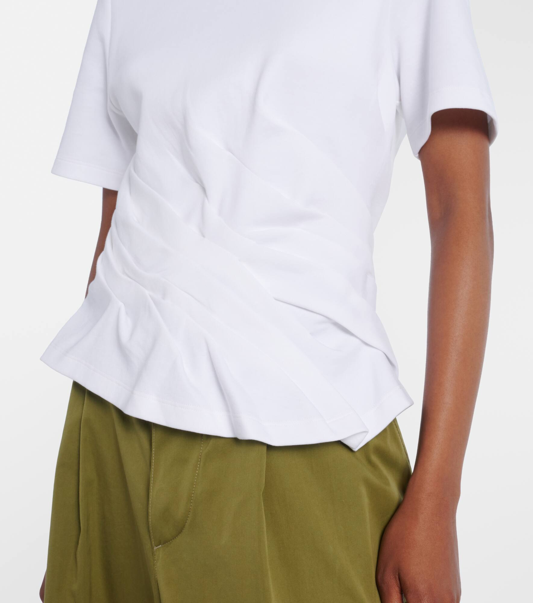 Draped cotton-blend T-shirt - 5
