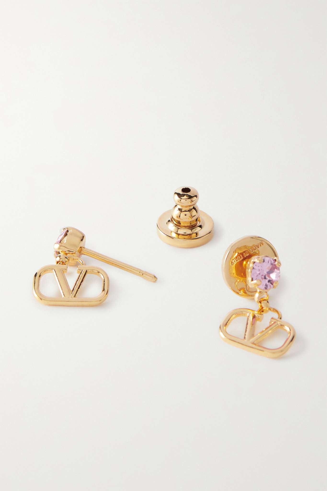 Valentino Garavani gold-tone crystal earrings - 3