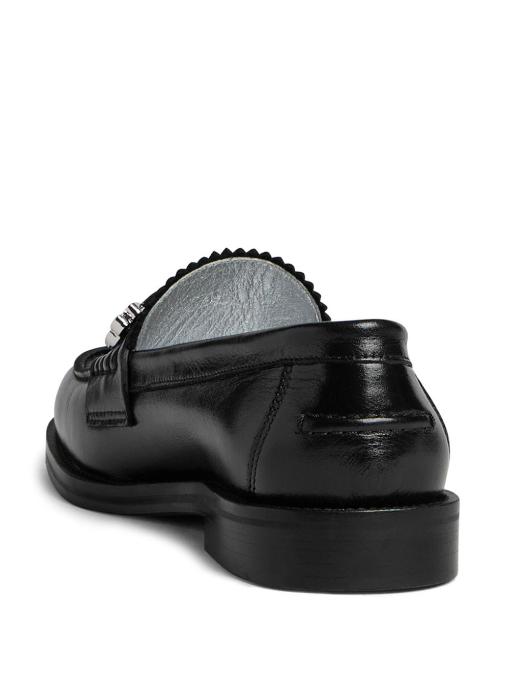 logo-plaque leather loafers - 3