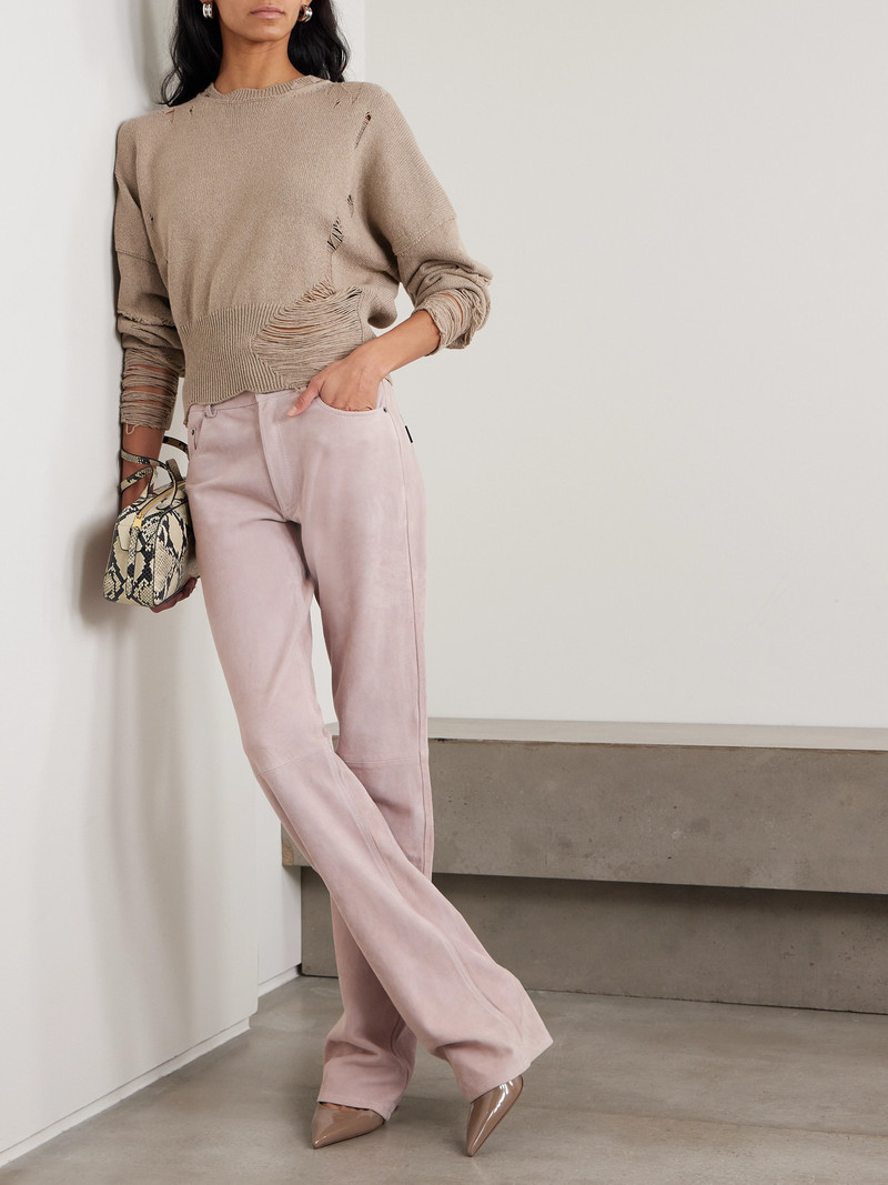 HAIKURE Star Paneled Suede Straight-leg Pants outlook