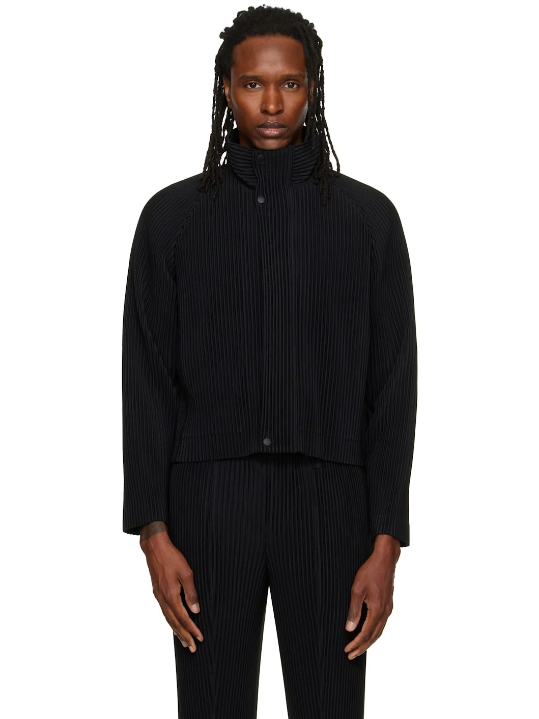 Black Tailored Pleats 1 Jacket - 1