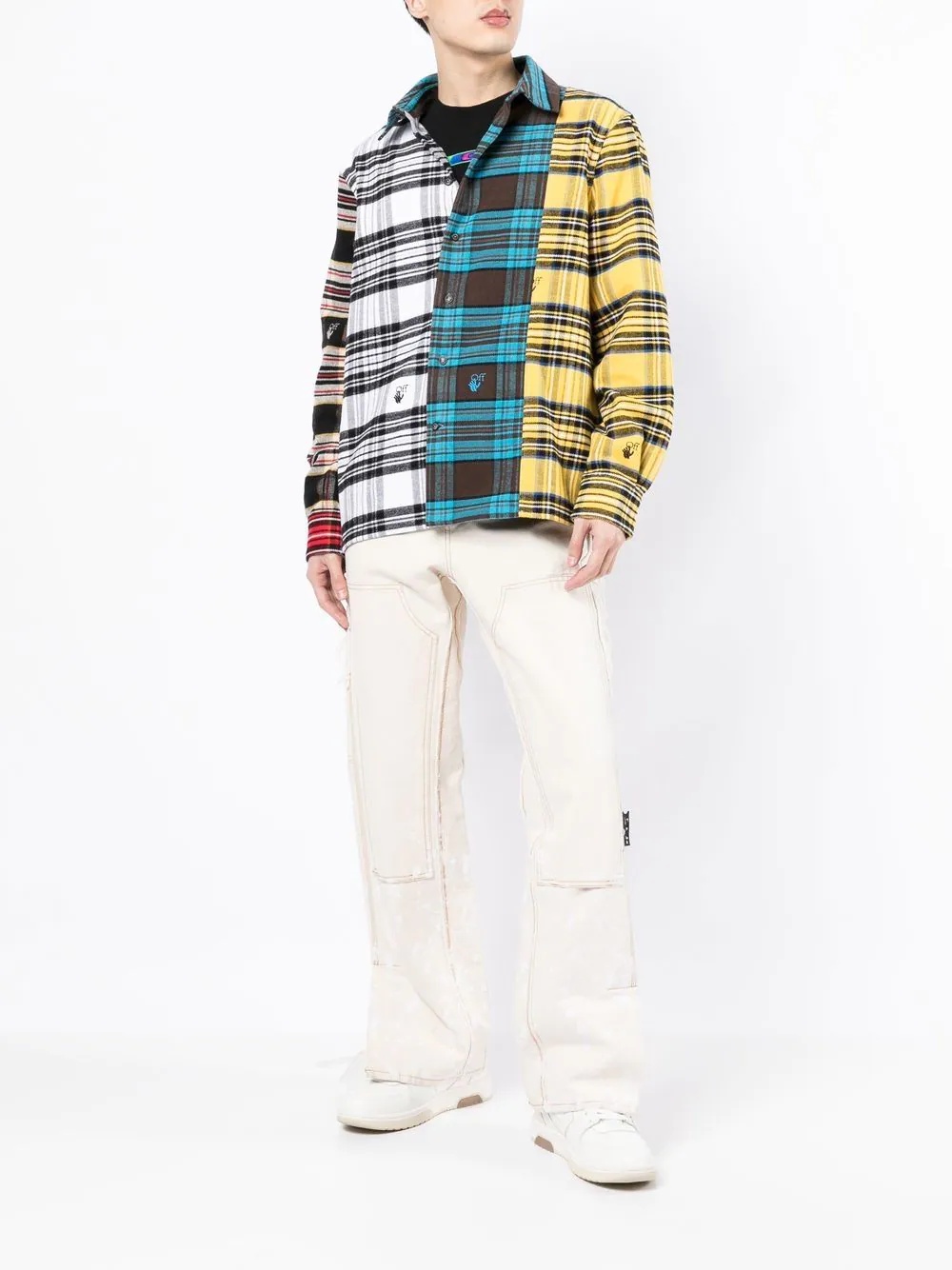 multi-panel check-pattern shirt - 2