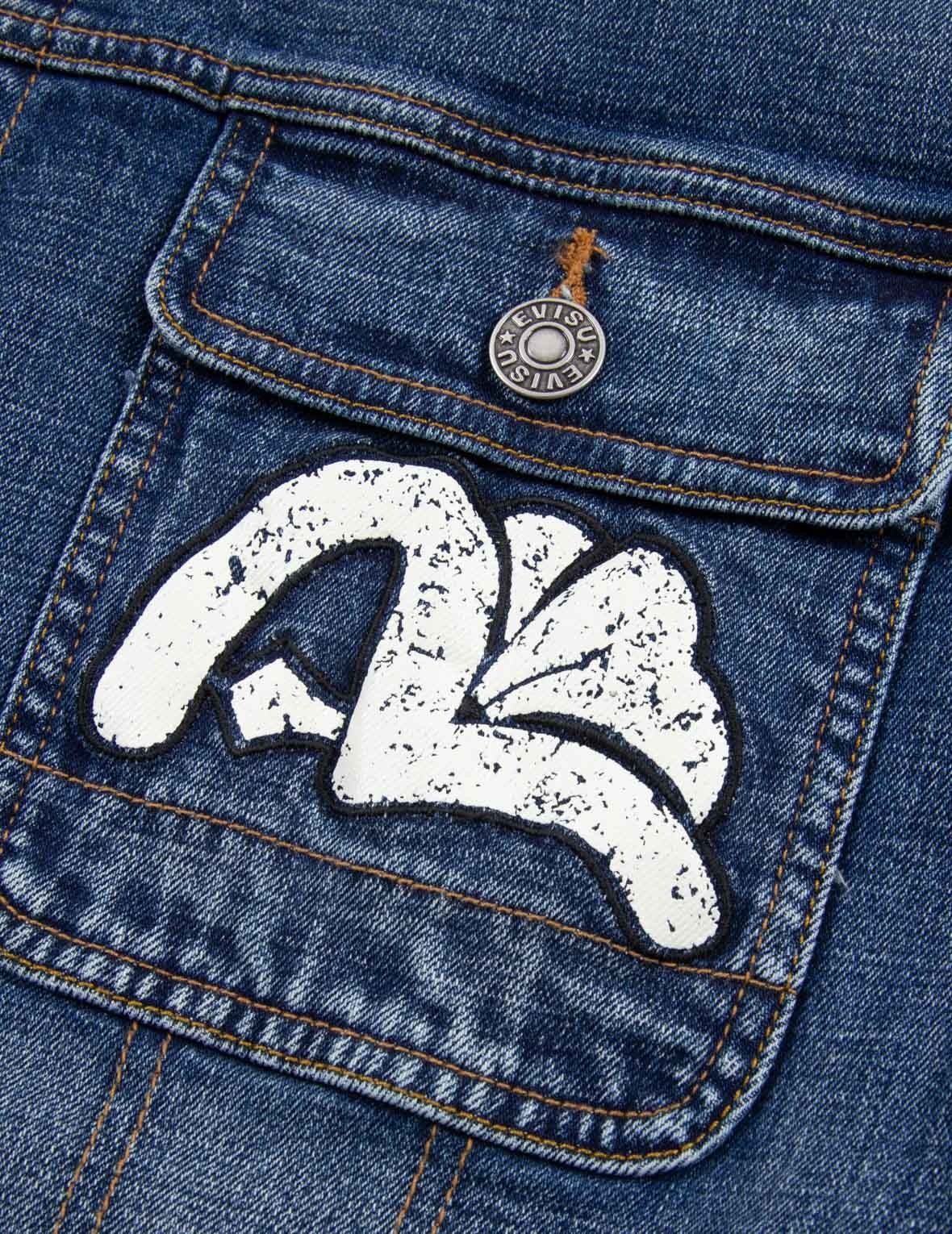 PEEPING GODHEAD AND OIL DRUM PRINT LOOSE FIT SHERPA DENIM JACKET - 8