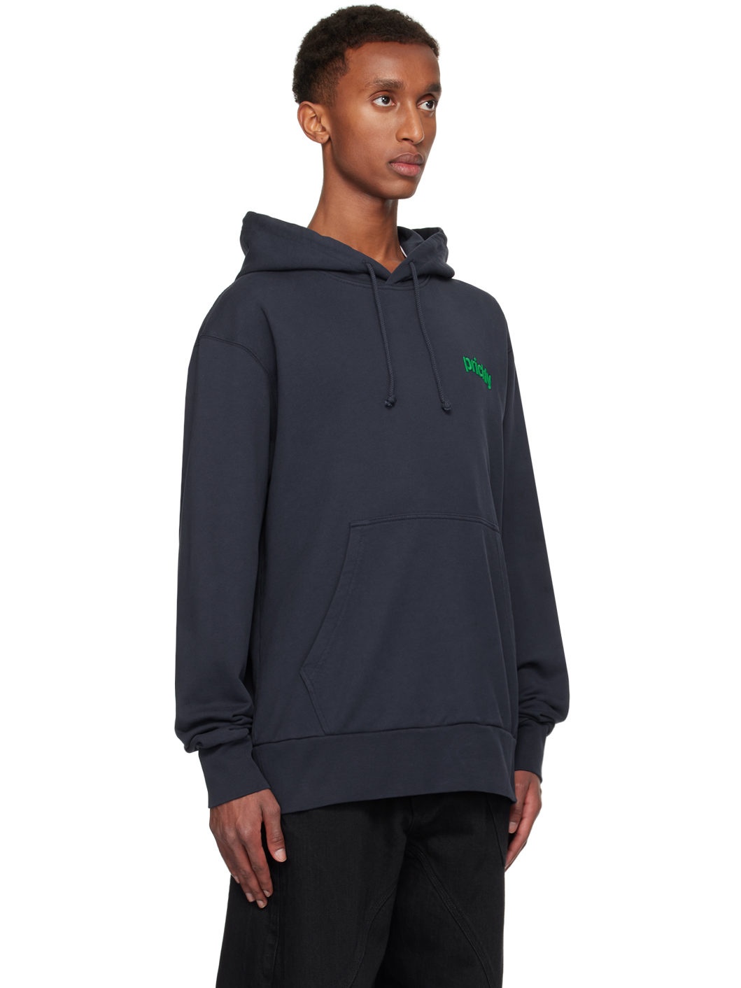 Navy 'Prickly' Slogan Back Print Hoodie - 2
