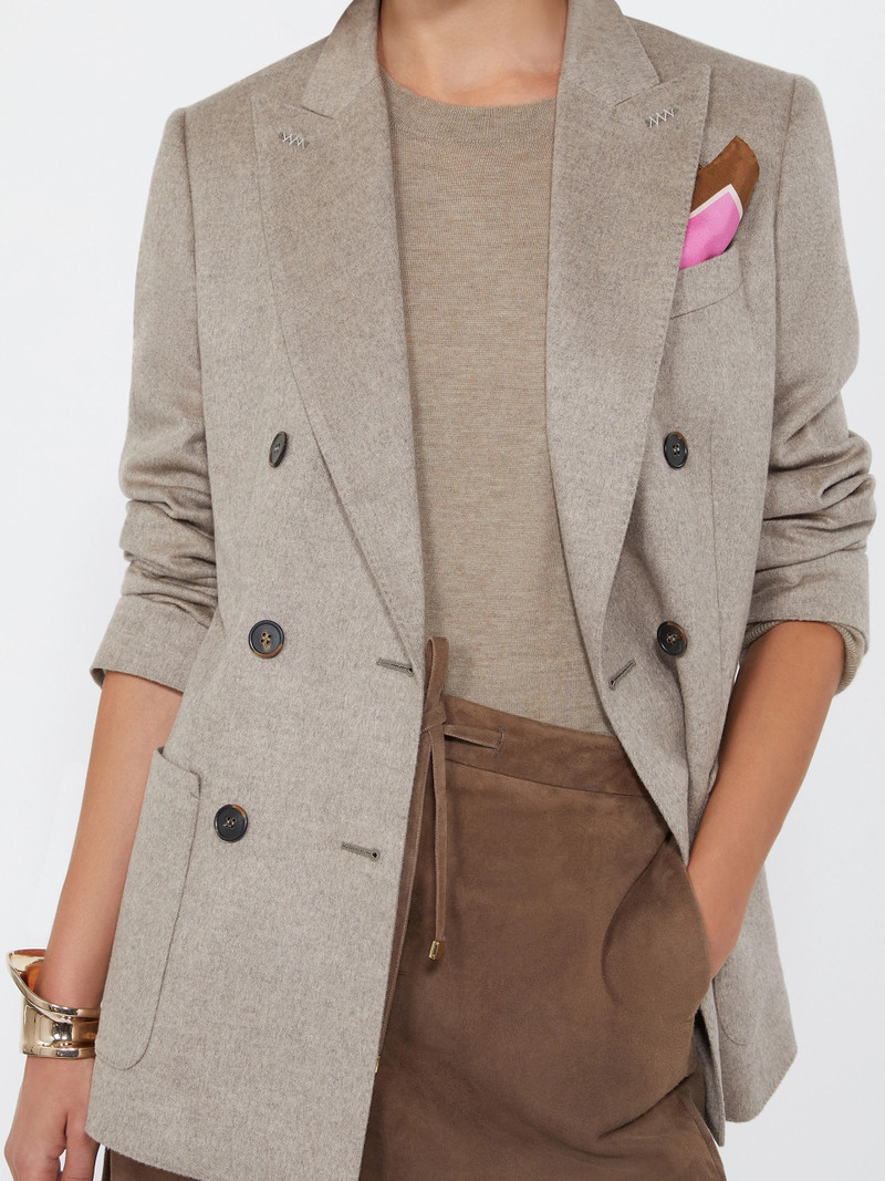 FLASH Double-breasted silk and cashmere blazer - SAND 5