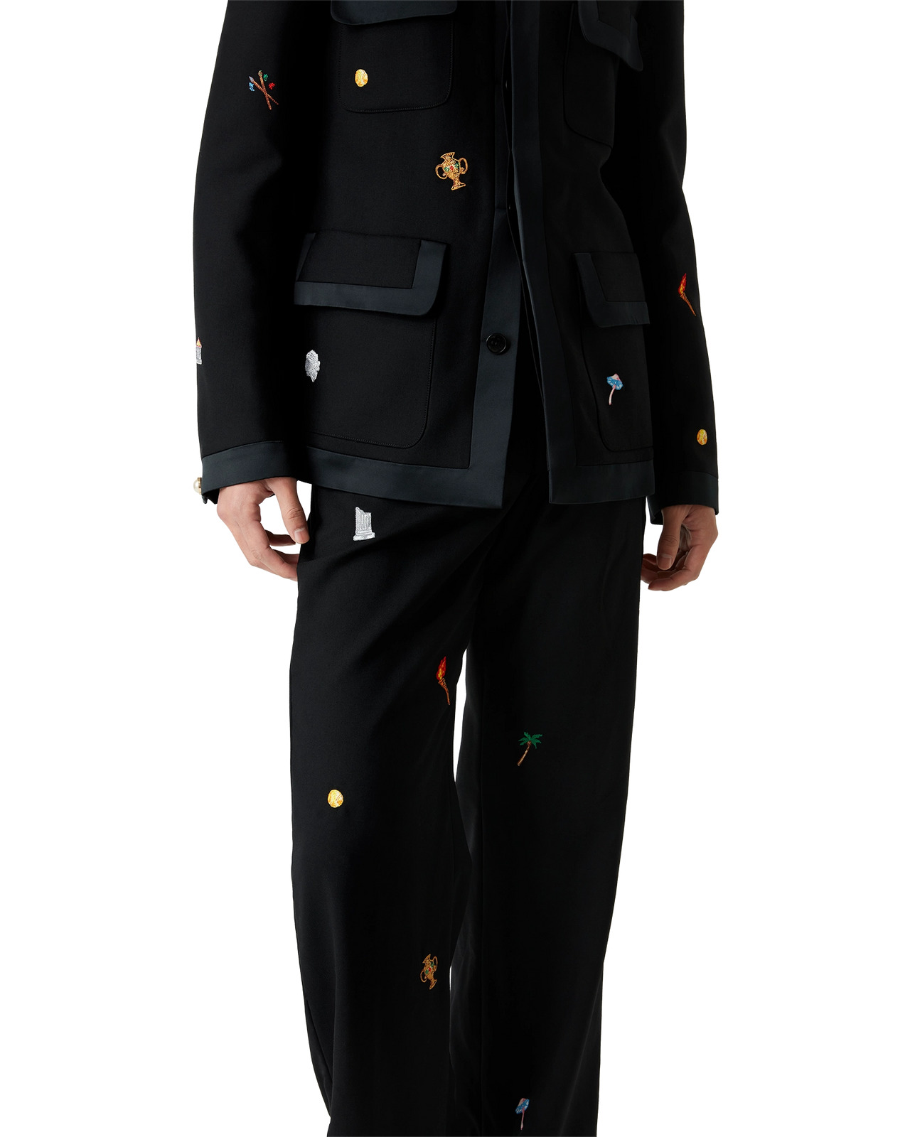 Embroidered Motif Wool Tailored Trousers | Casablanca Paris - 5