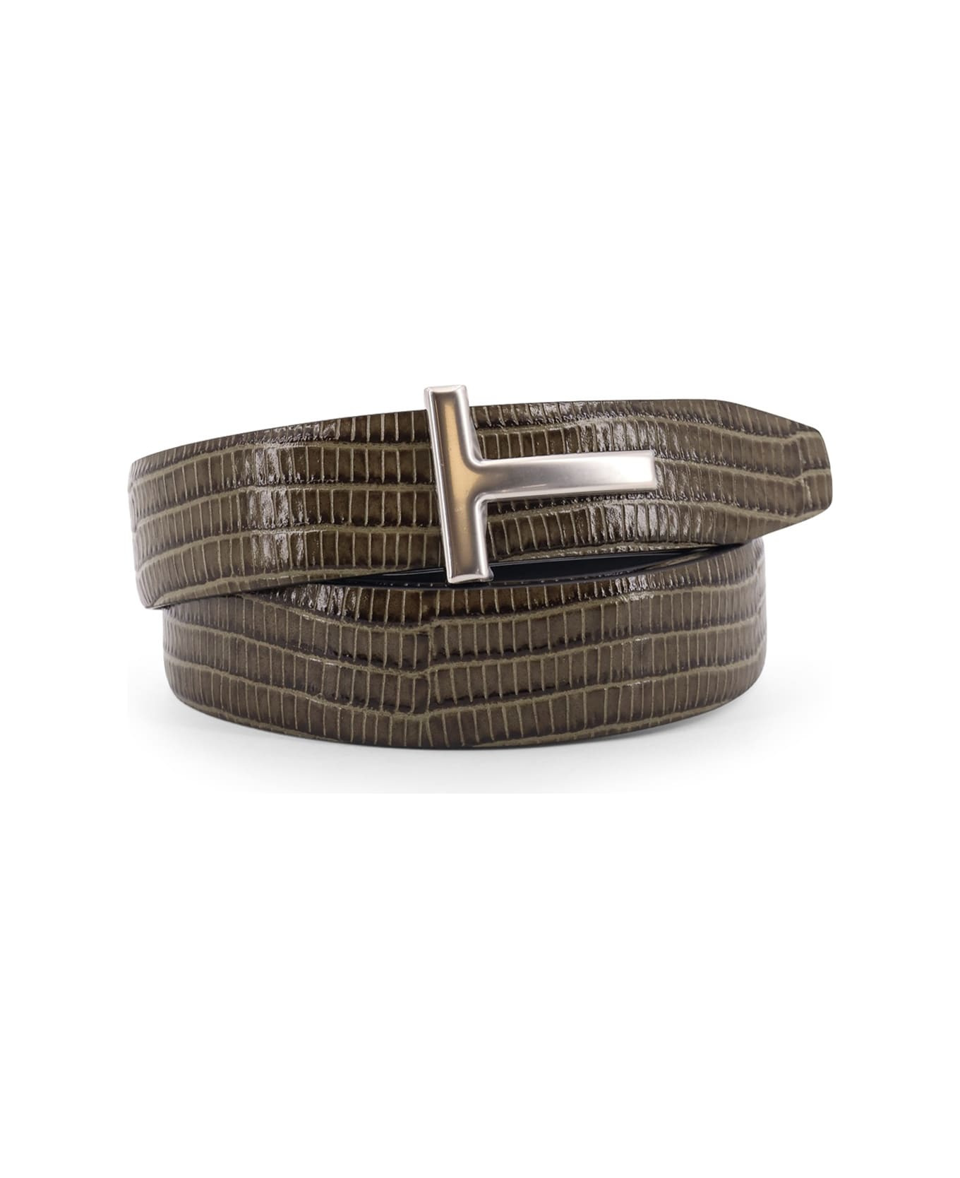 Leather Belt With Croco Effect - 3