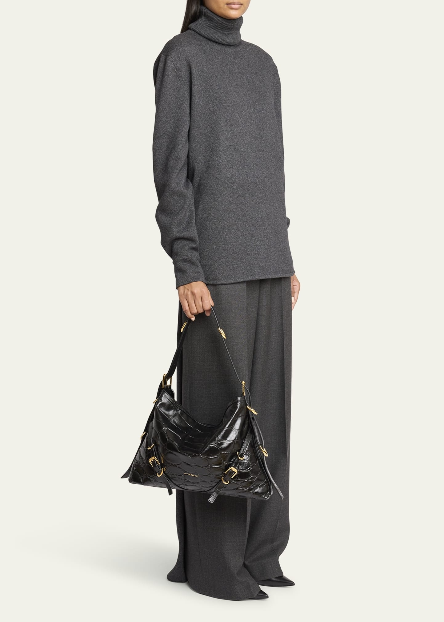 Voyou Medium Bag in Embossed Leather - 5
