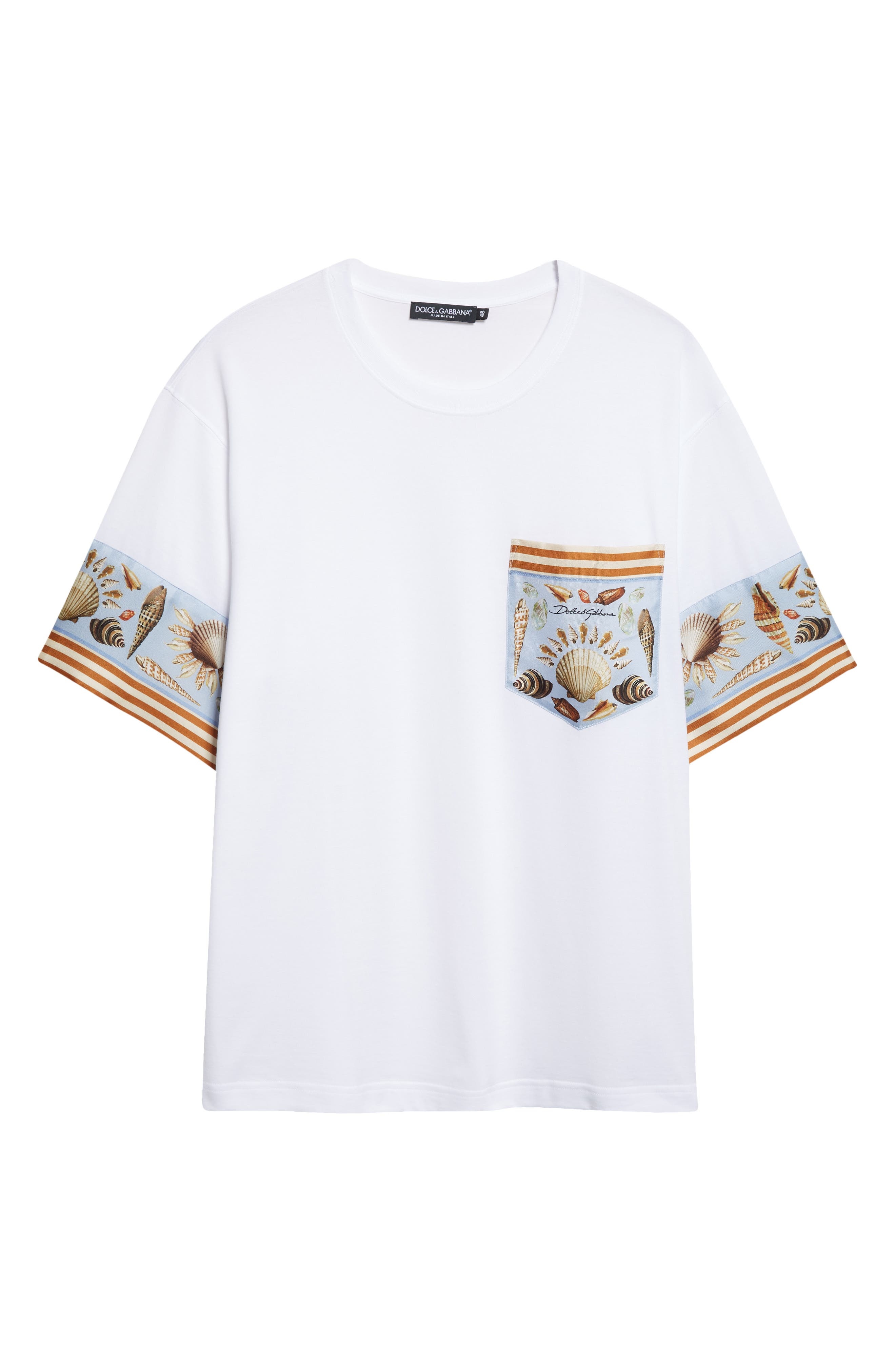 Dolce&Gabbana Shell Print Cotton & Silk T-Shirt in W0800 Bianco Ottico at Nordstrom - 5