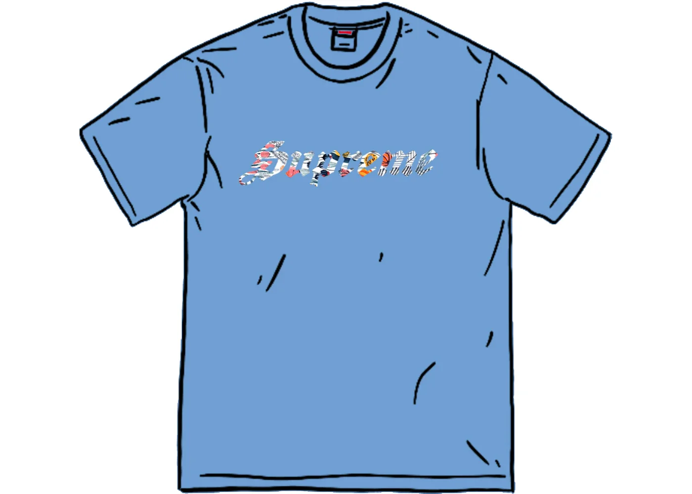 Supreme Floral Appliqu S/S Top Light Blue - 1