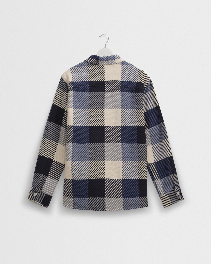 Whiting - Navy And Ecru Block Check Overshirt 10