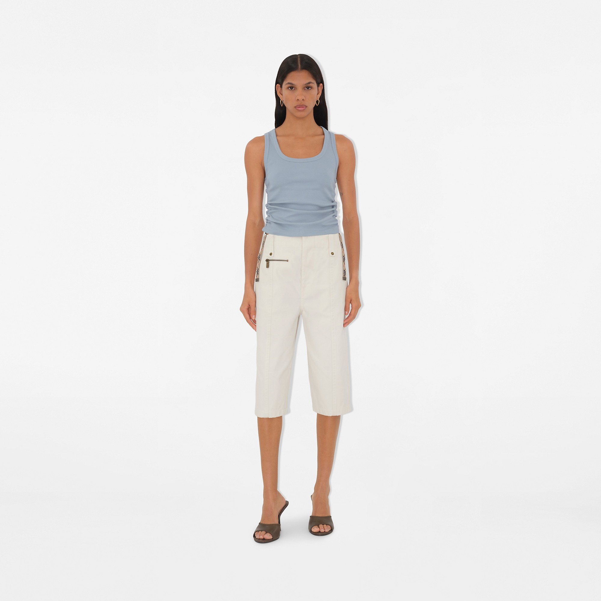 Check Trim Stretch Cotton Vest - 3