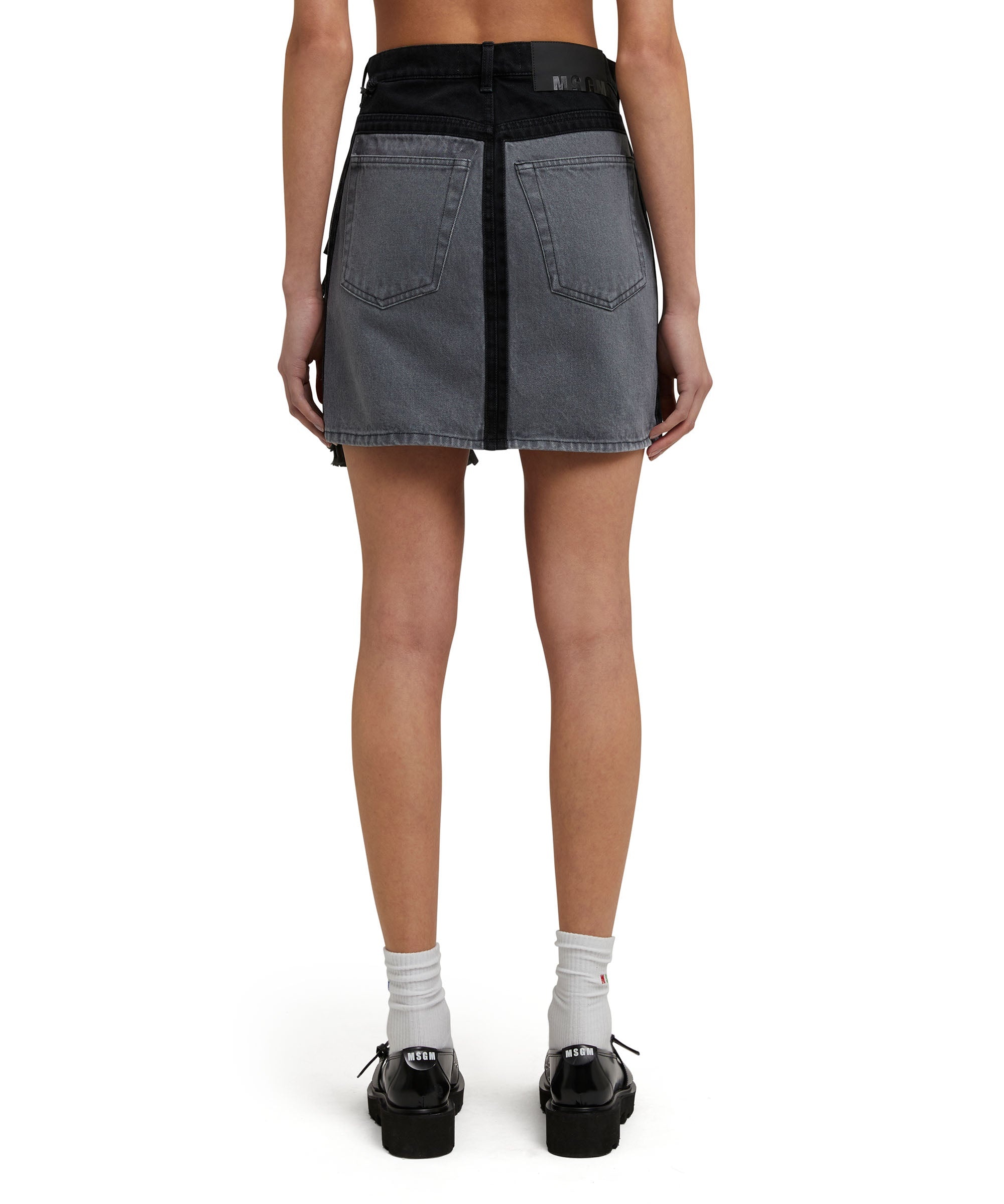 Mini skirt in "Black Denim with Stitches" - 4