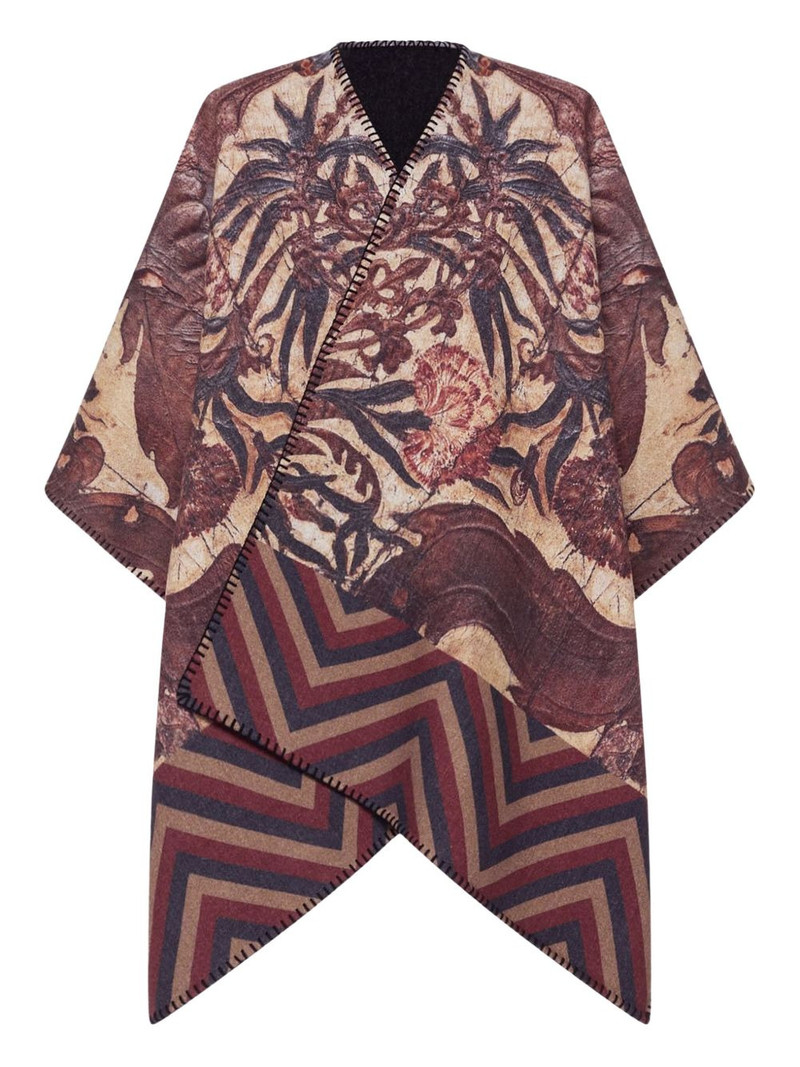 all-over print wool poncho 1
