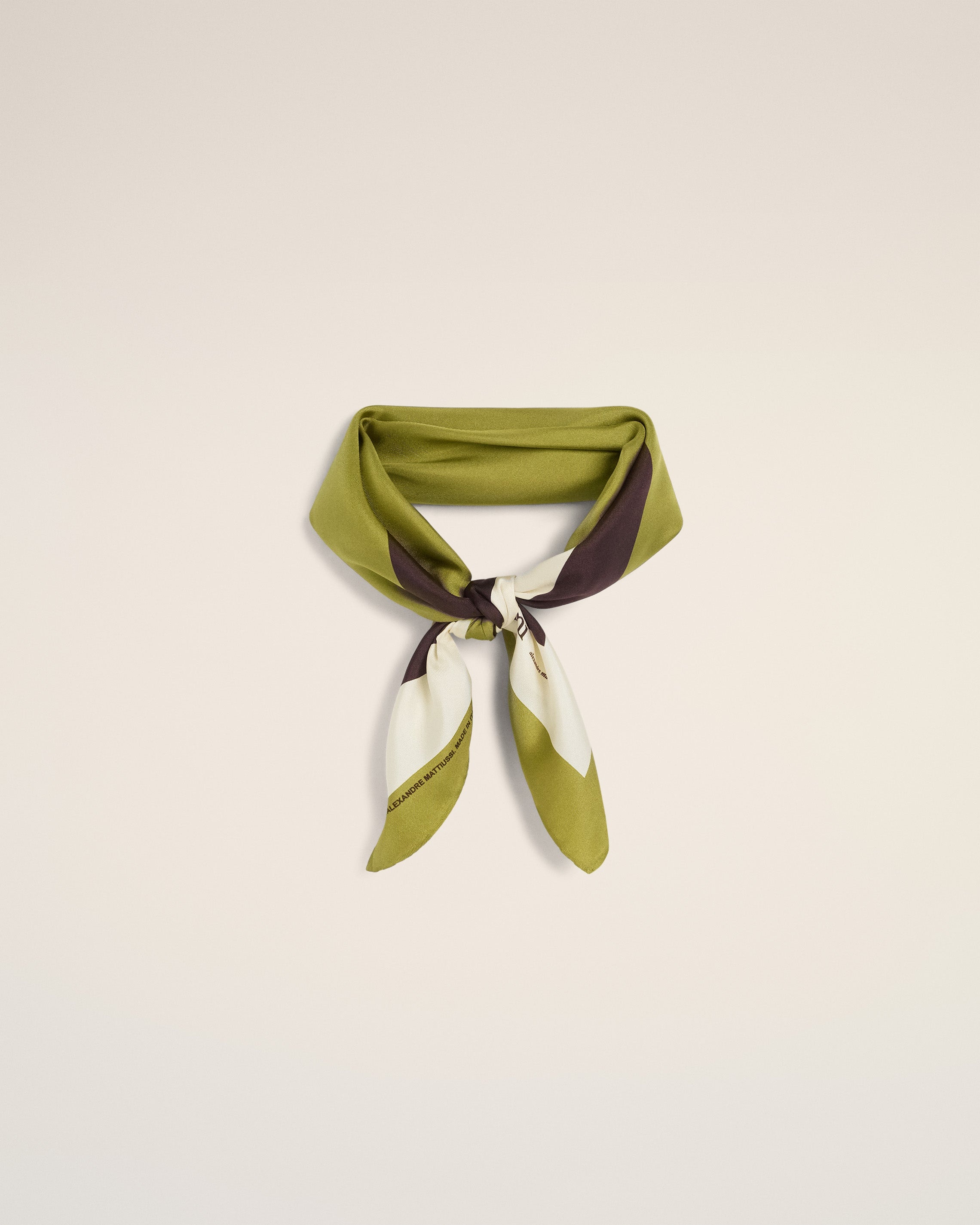 KHAKI SILK TRICOLOR BANDANA - 3