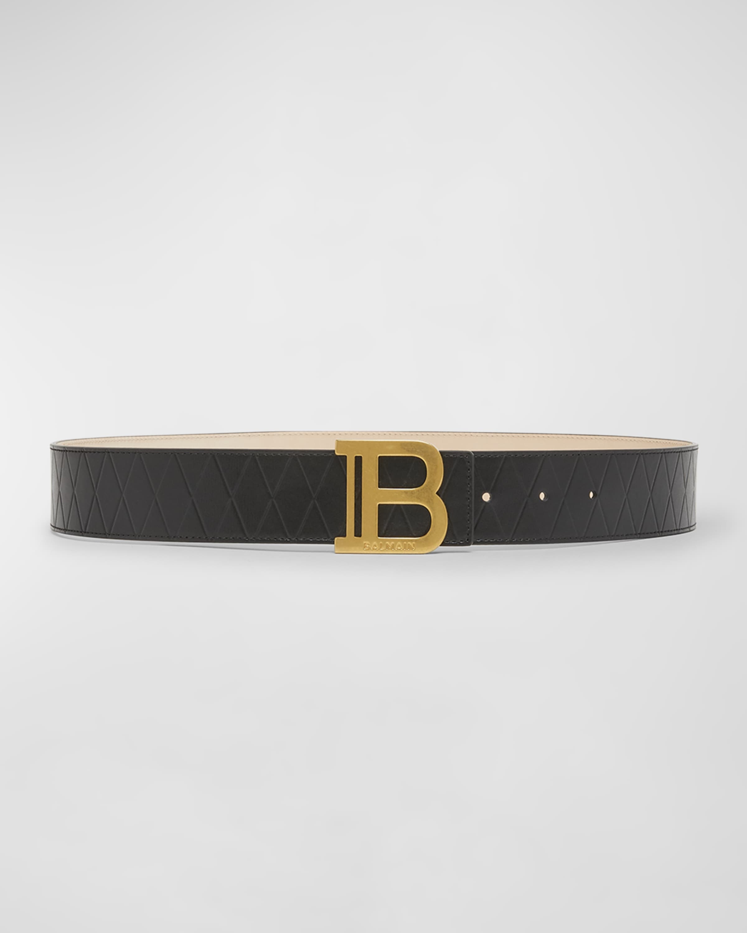 B-Monogram Embossed Leather Belt - 1
