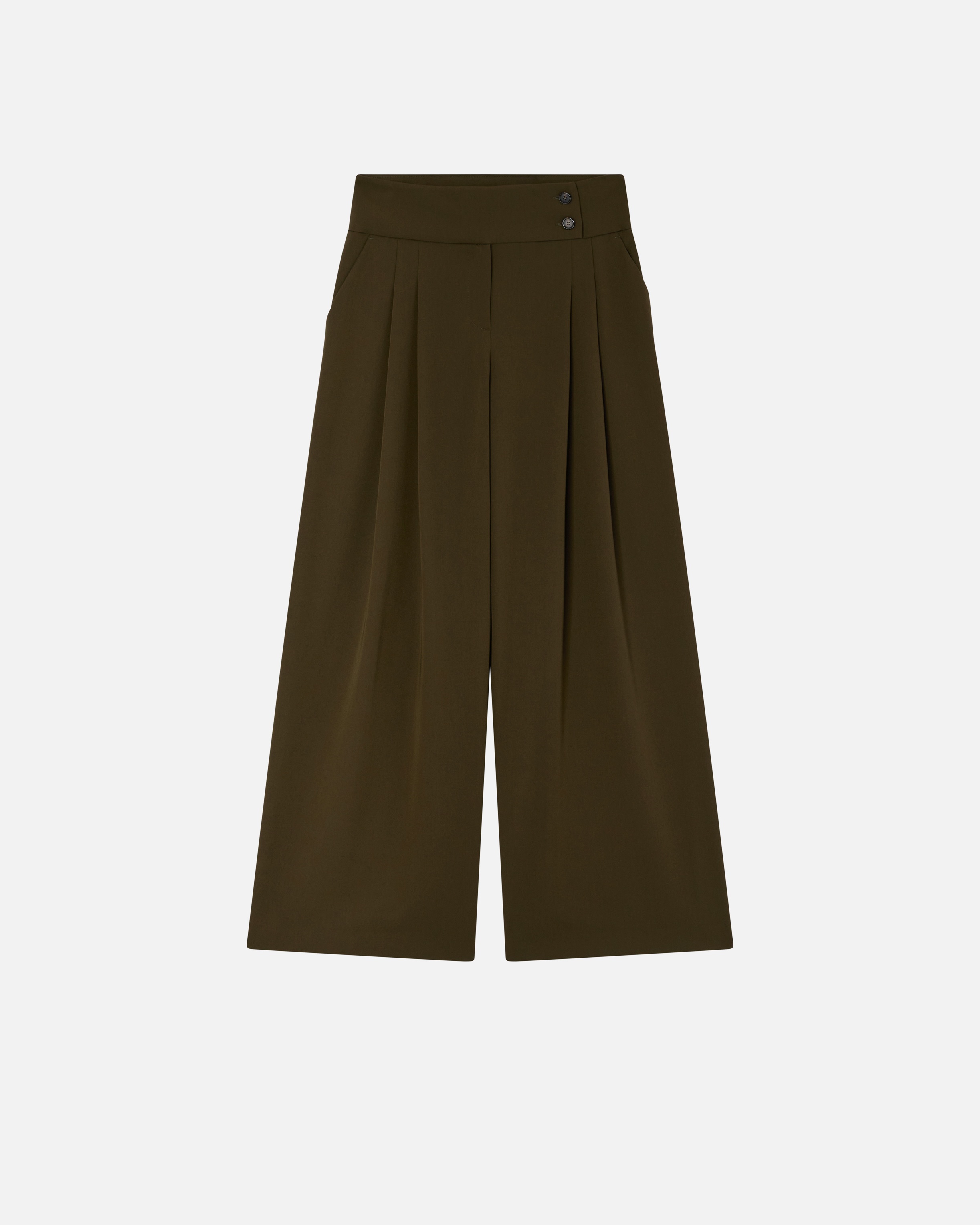 ELEGANT WIDE-LEG TROUSERS WITH DARTS - 1