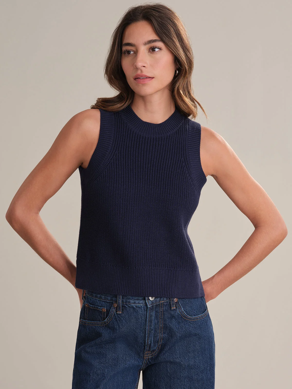 Demi: High Crewneck Cotton Tank - 1