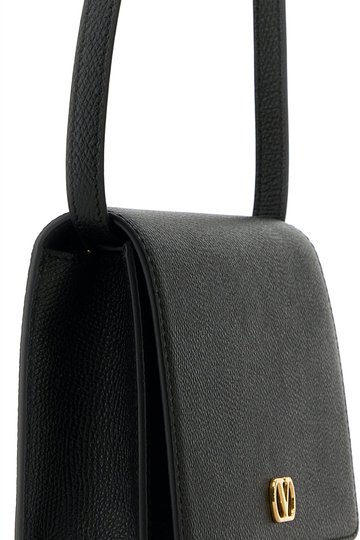 Black leather VLogo Signature clutch - 4
