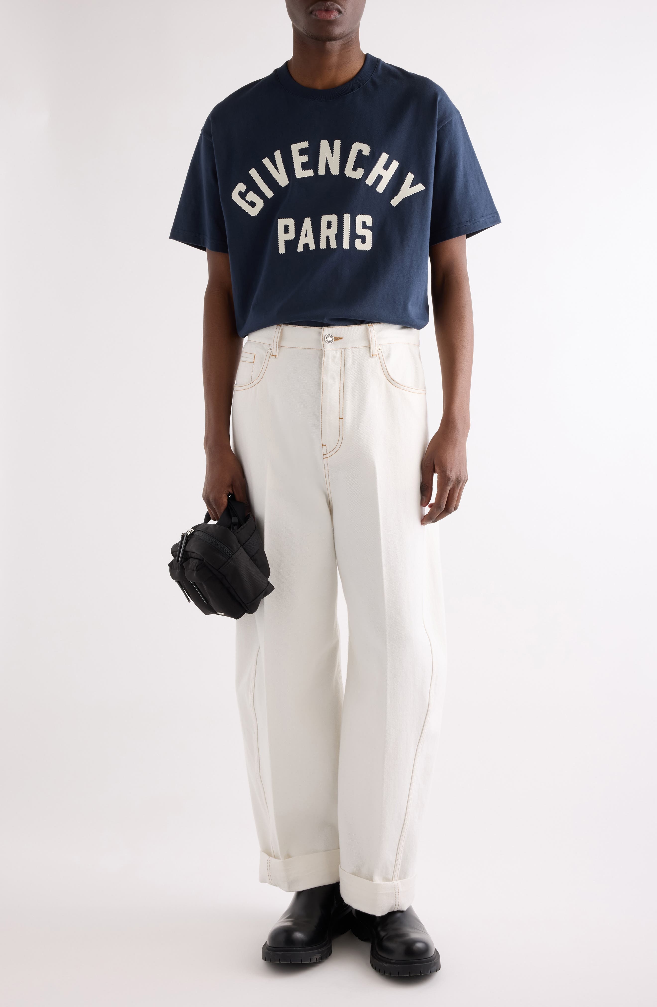Givenchy Regular Fit Logo Patch T-Shirt in Navy/White at Nordstrom - 2