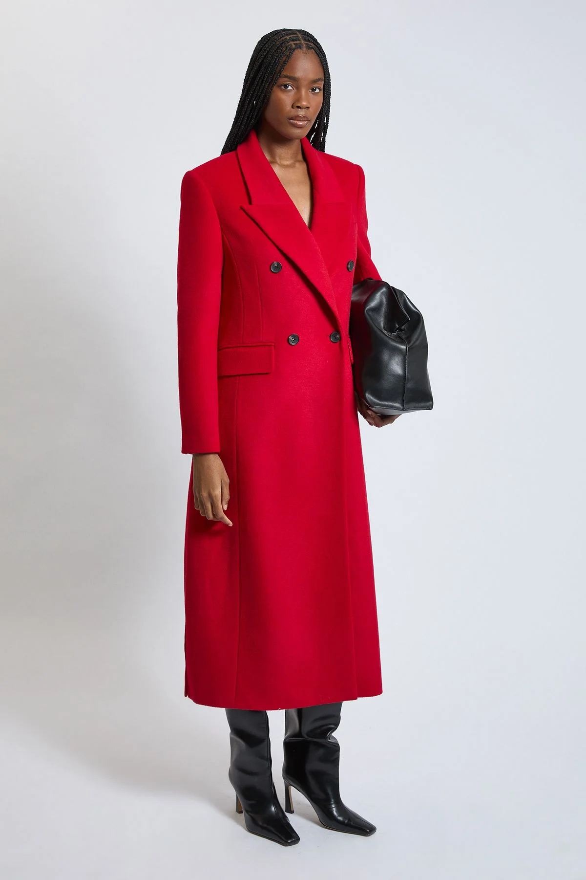 Brushed Wool Oversized Double Breasted Tailored Maxi Coat - 1