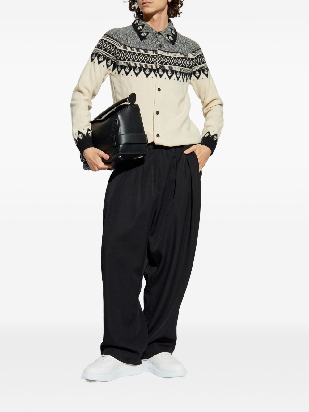 SKULL-MOTIF WOOL CARDIGAN - 2