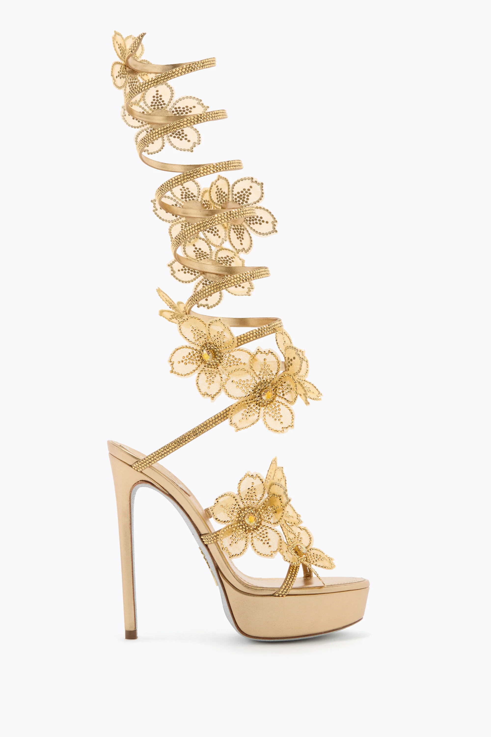 SUPER PEACH FLOWER GOLD PLATFORM SANDAL 130 - 1