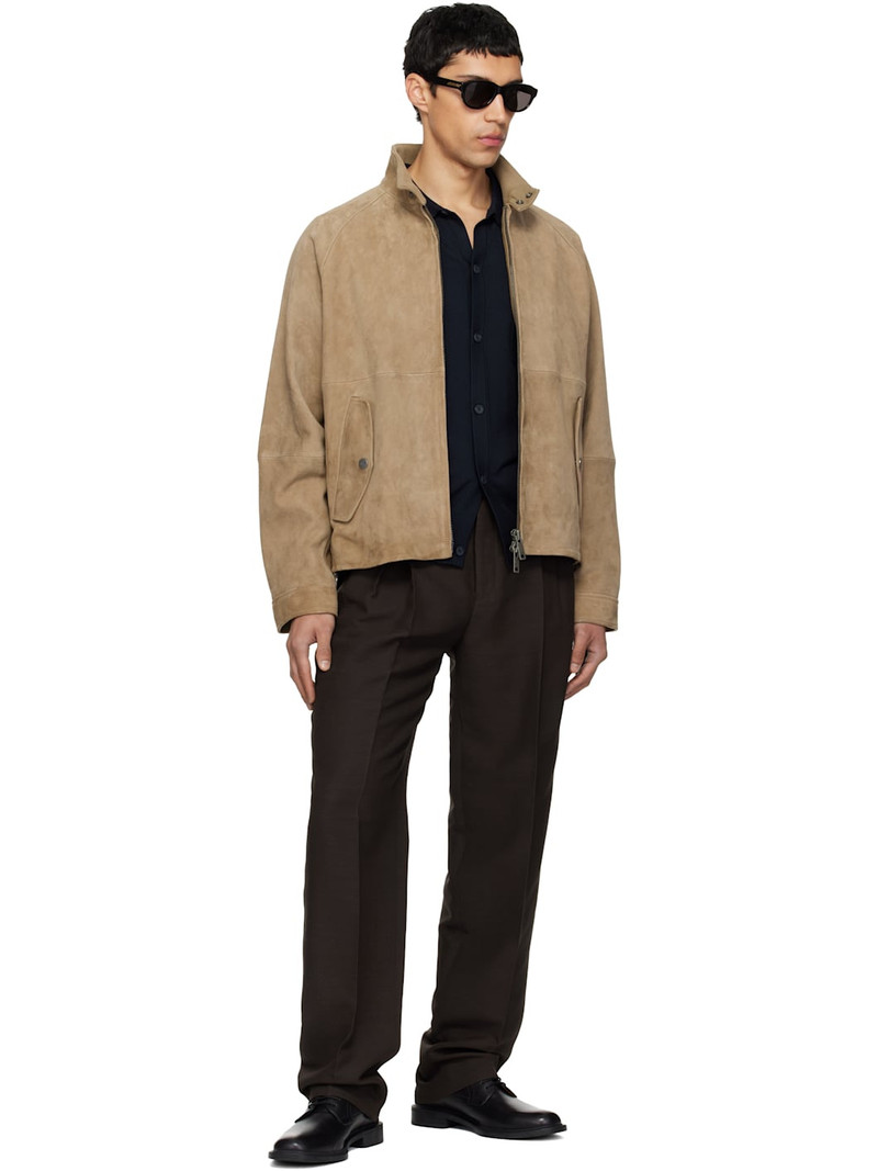 HUGO Tan Goatskin Suede Jacket outlook