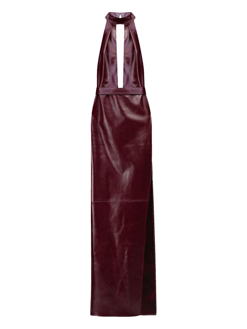 Nessa halterneck leather maxi dress 1