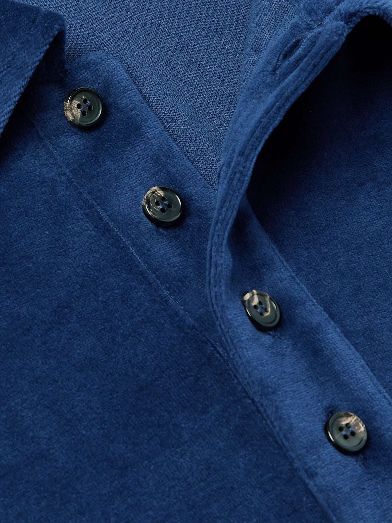 Cotton and Silk-Blend Velour Polo Shirt - 5