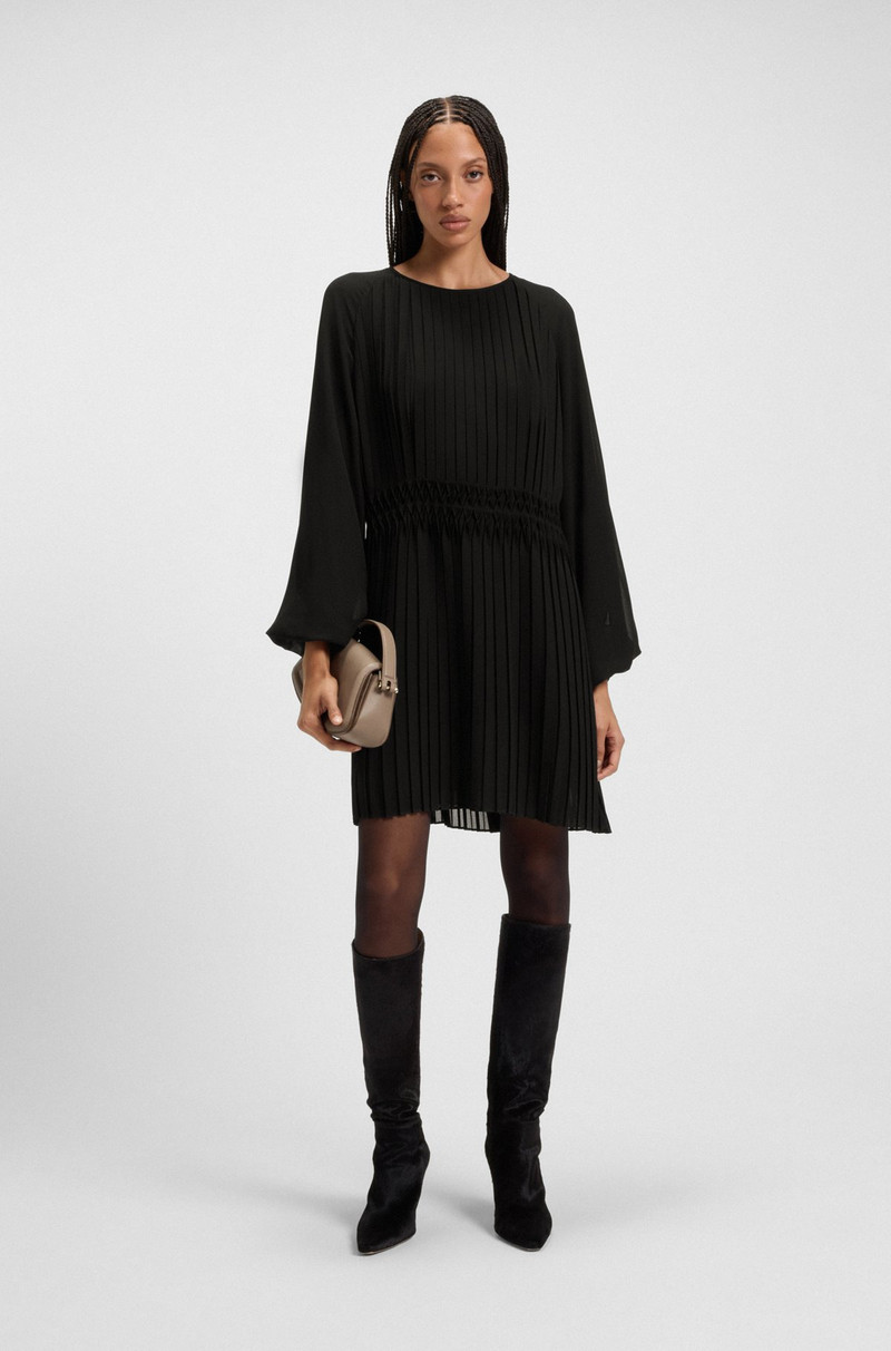 BOSS PLISSÉ DRESS WITH SMOCKED WAISTBAND outlook