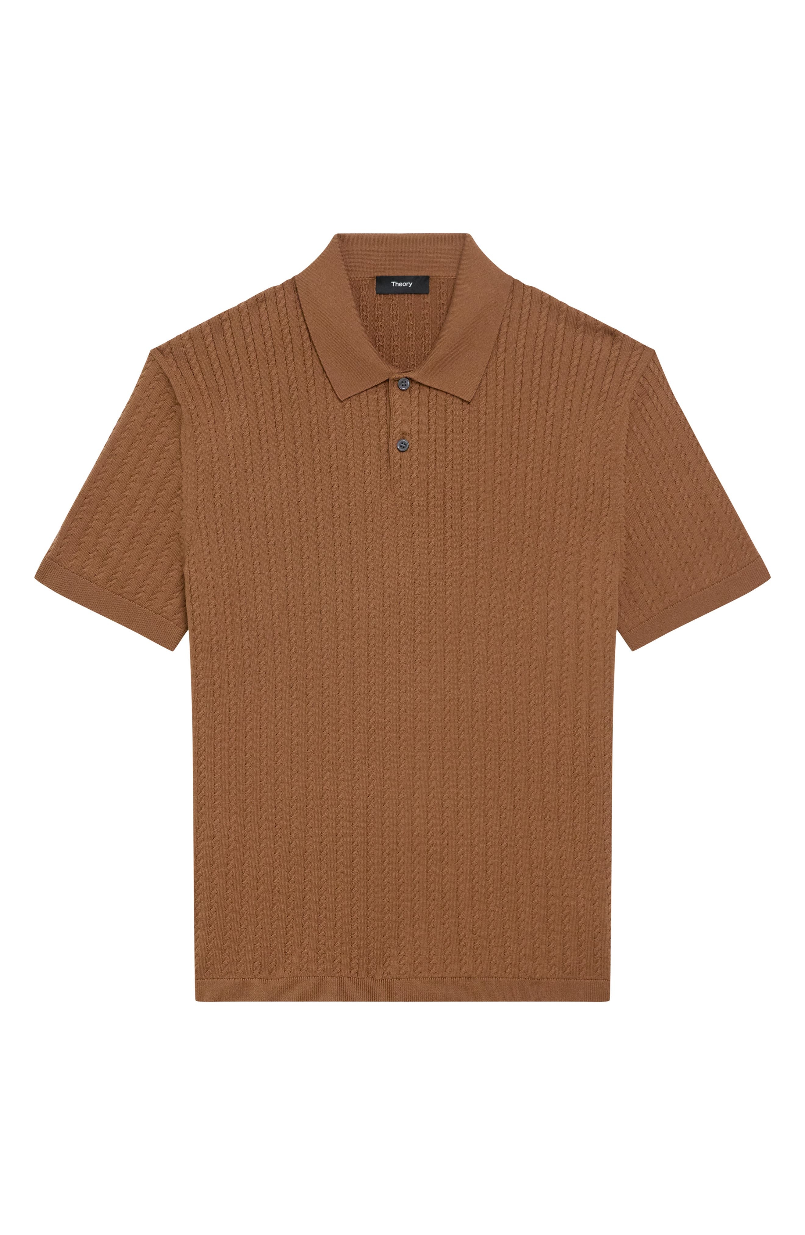 Theory Cable Short Sleeve Cotton Blend Polo Sweater in Deeptbcco at Nordstrom - 5