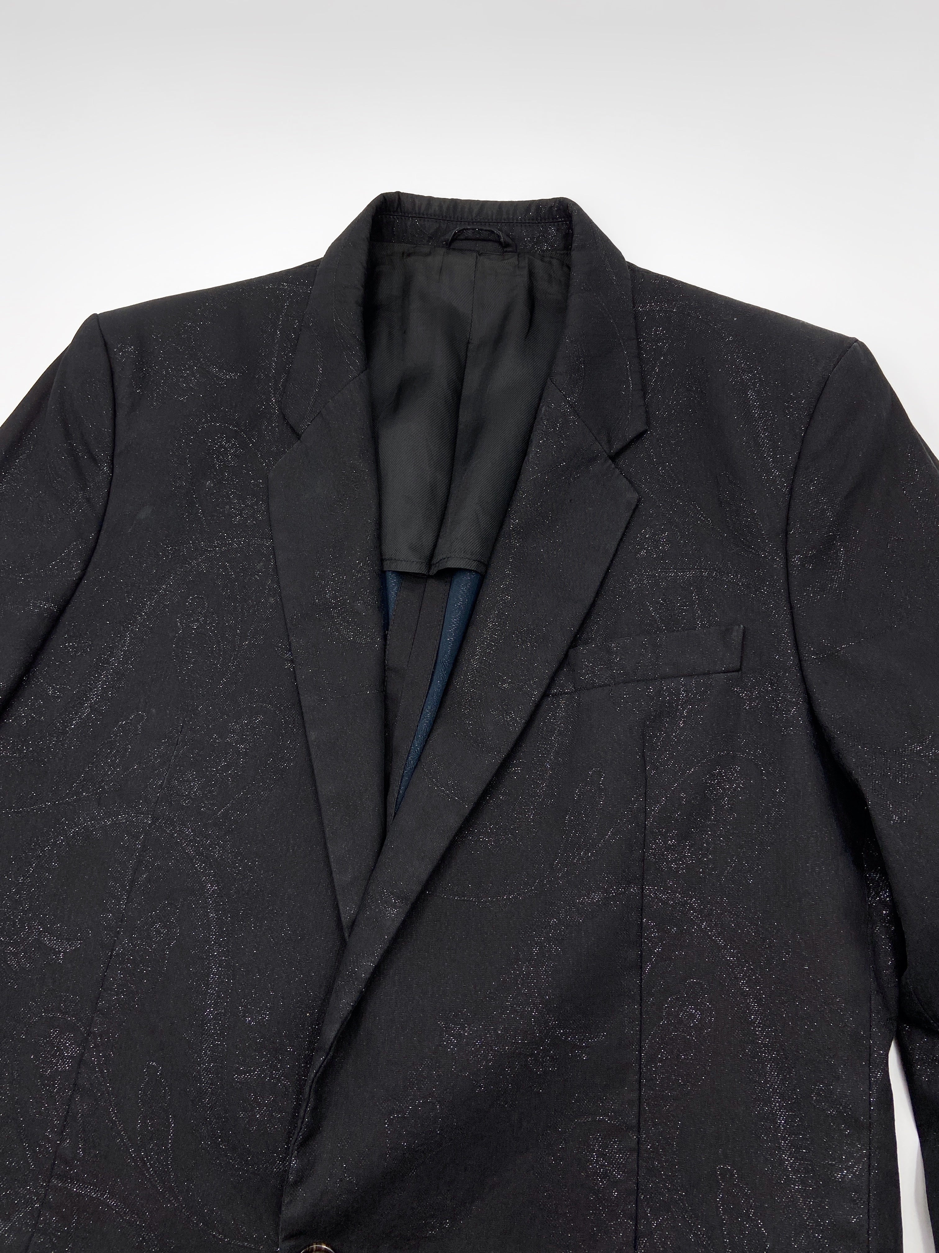 Maison Martin Margiela Spring 2006 Black Floral Lamé Cotton Blazer 50 - 5