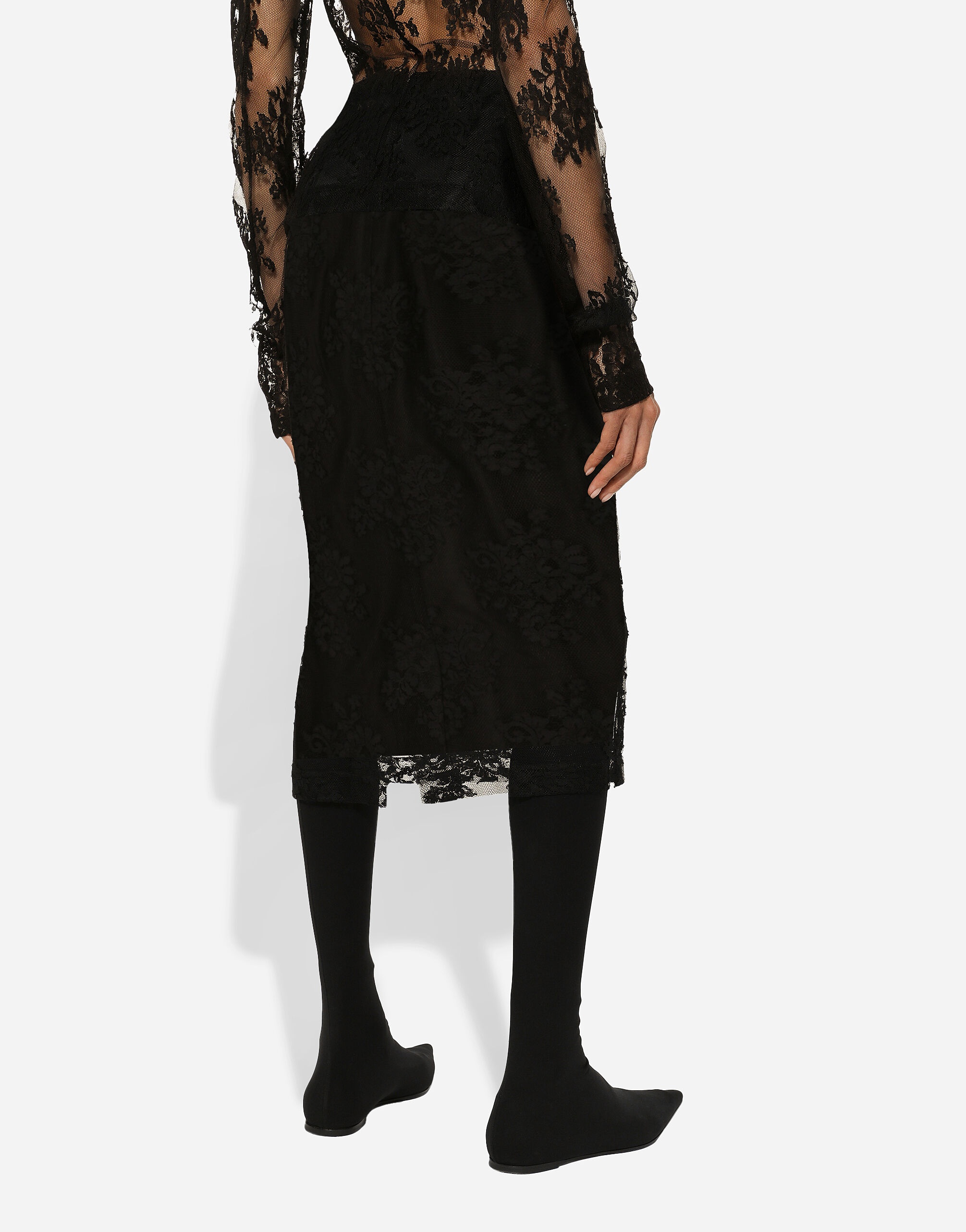 【関税＆送料込み】Dolce & Gabbana Lace Sheath Skirt Long Chantilly lace skirt in Black for Women | Dolce&Gabbana® US
