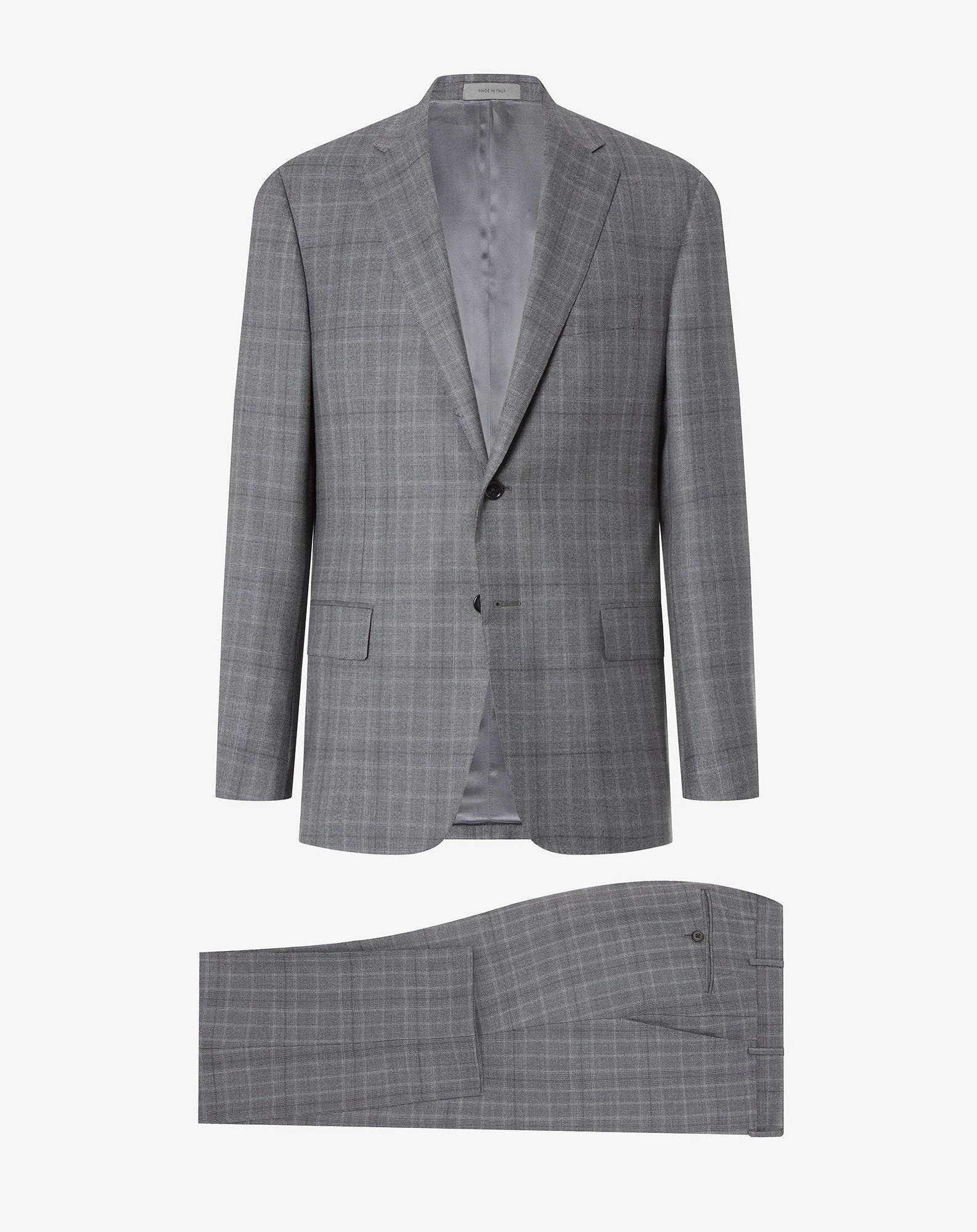 Grey glen plaid super 130's pure wool suit - 1