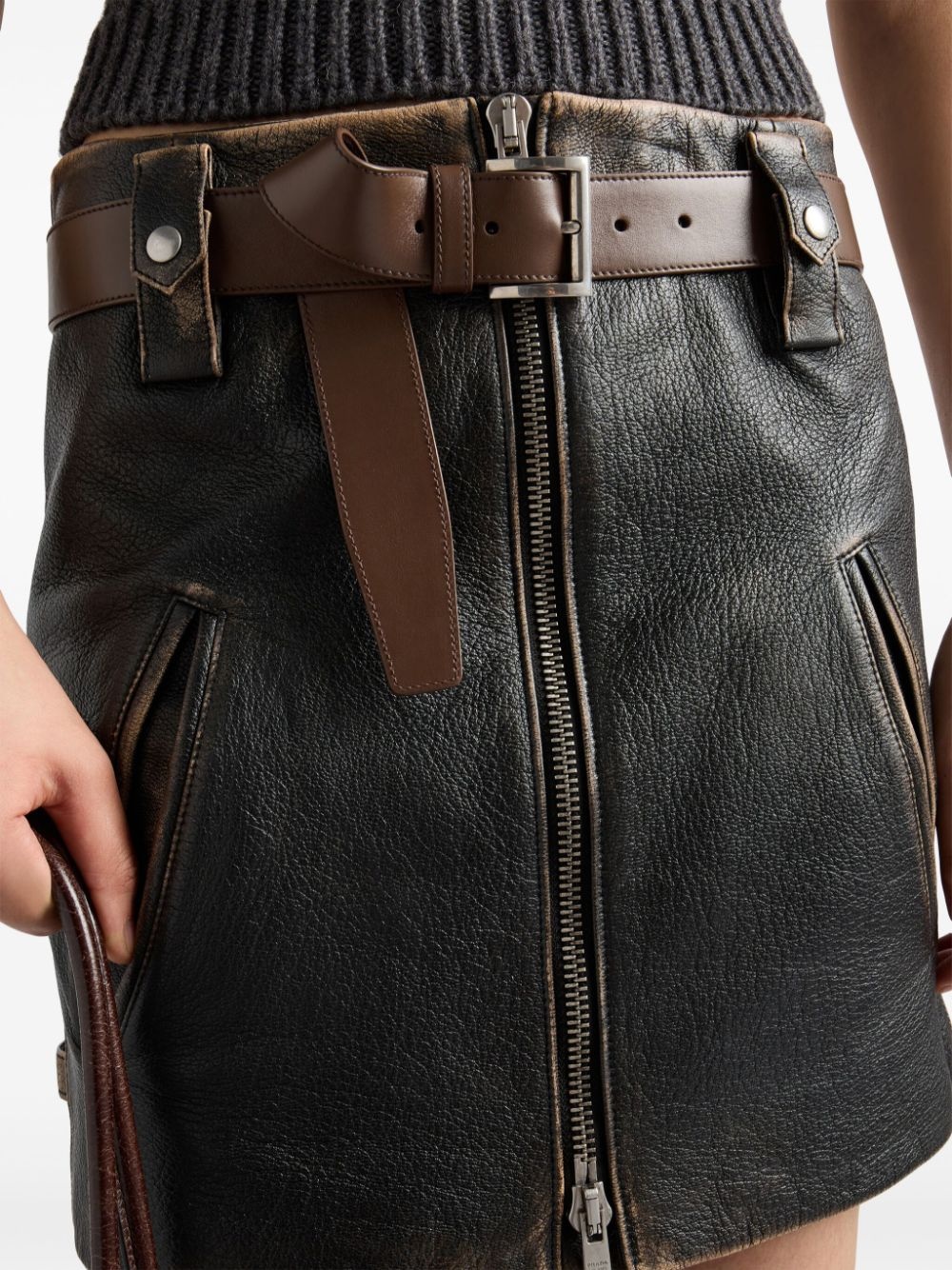 leather mini skirt - 4