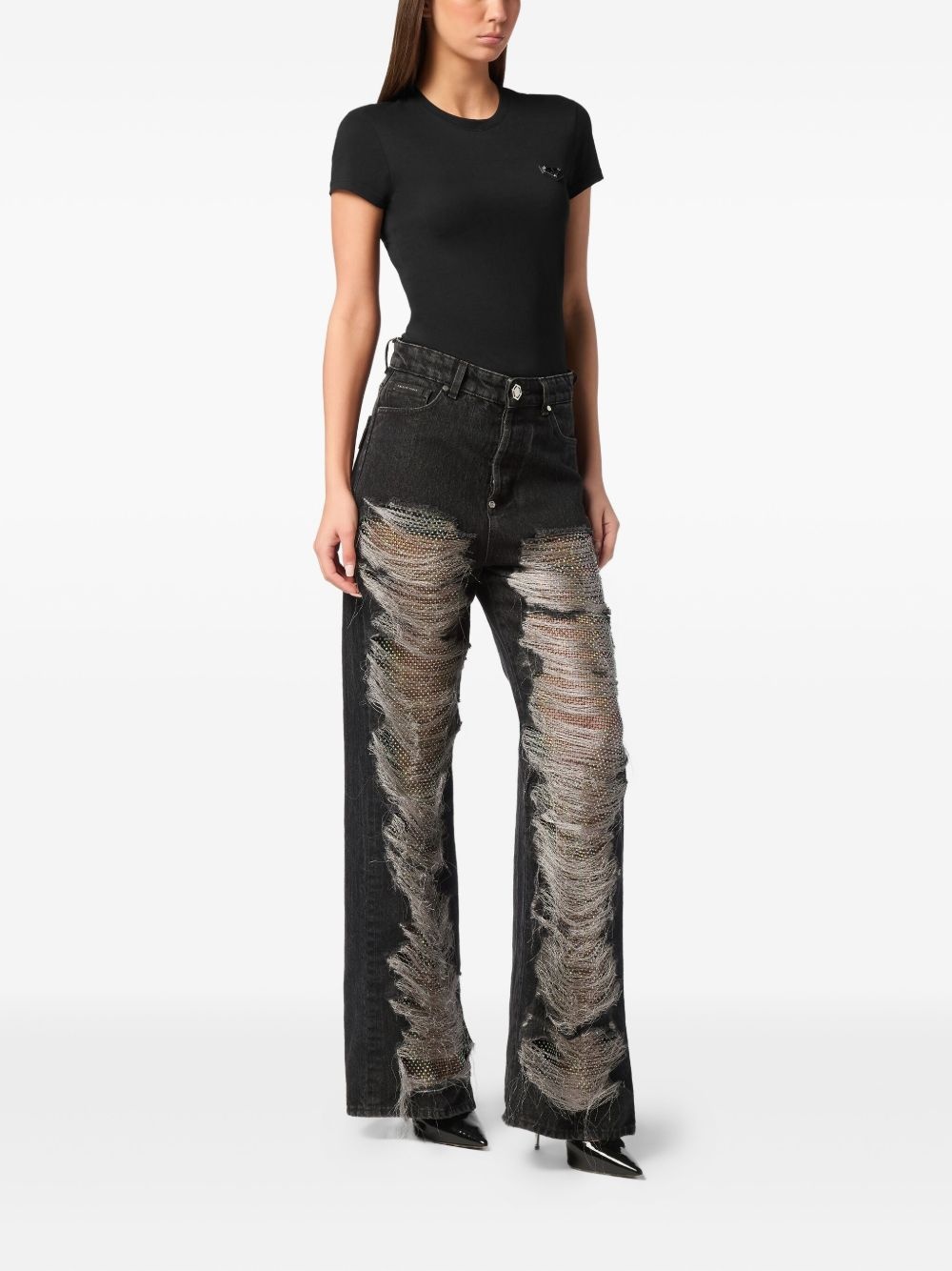 mesh strass jeans - 2