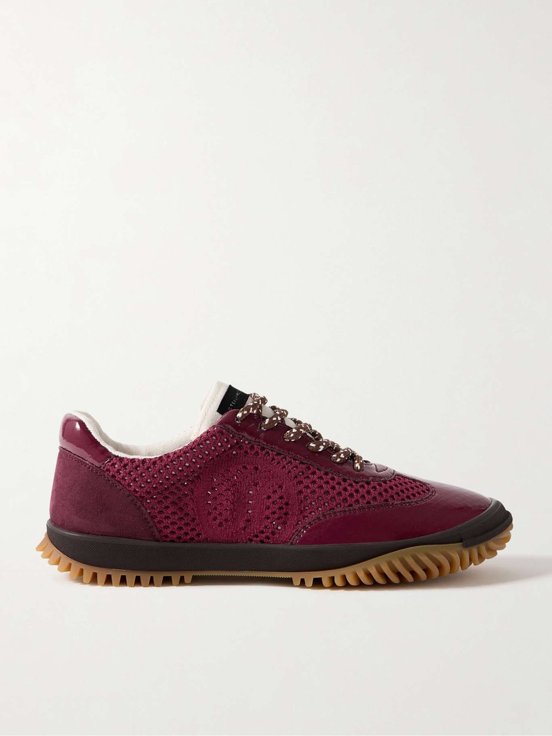 S-Wave Sport mesh, vegan patent-leather and vegan suede sneakers Burgundy 1