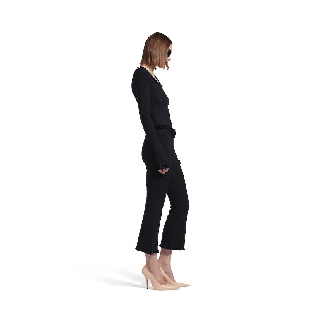 Women's Flared Capri Pants in Black - 3