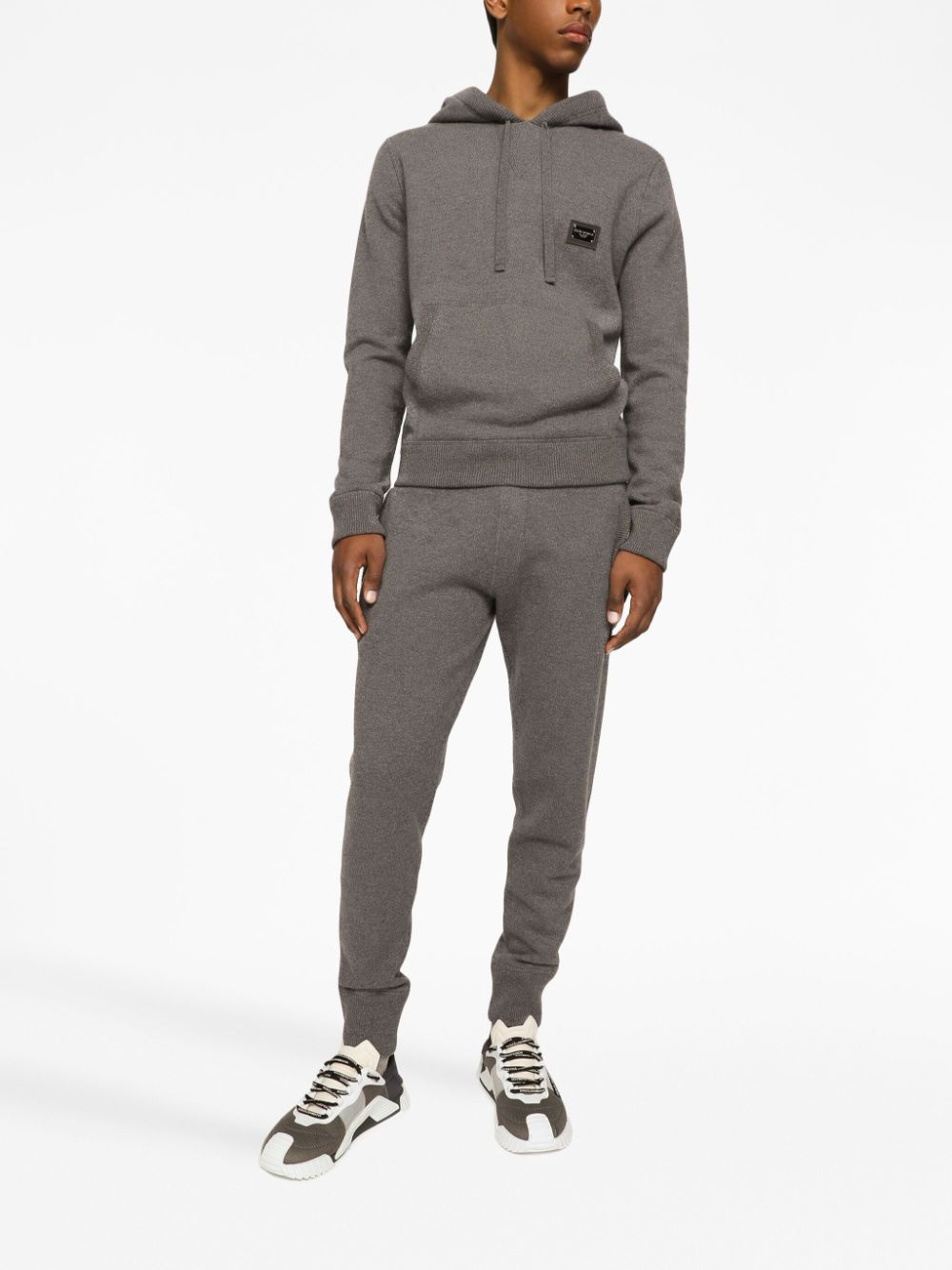 logo-plaque knitted track pants - 3